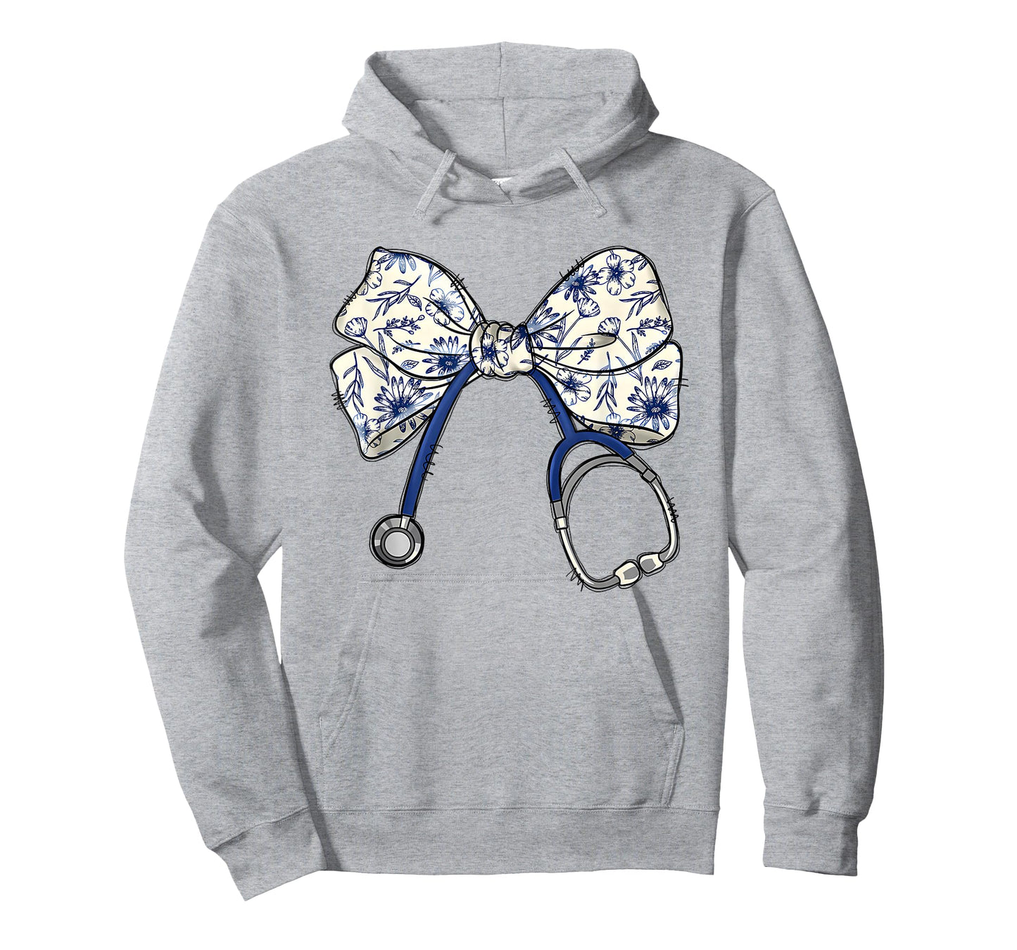 Floral Blue Coquette Bow Nurse Stethoscope Nursing Doctor T-Shirt