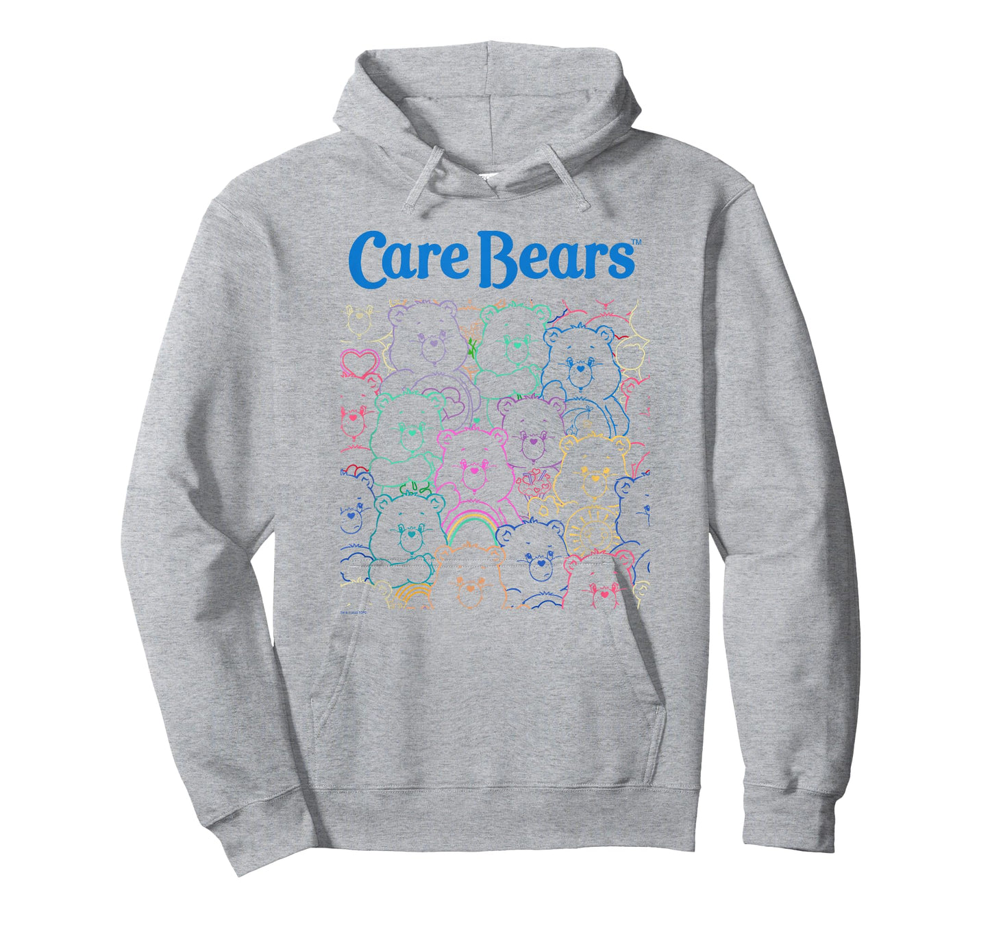 Care Bears Vintage Classic Rainbow Neon Outline Group Poster T-Shirt