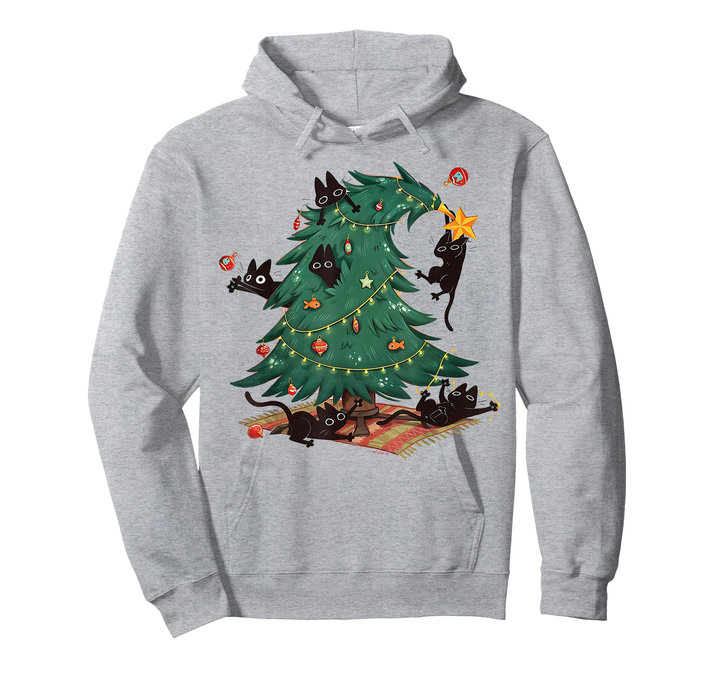 Black Cats Decorating Christmas Tree Funny Cat Lover Holiday T-Shirt