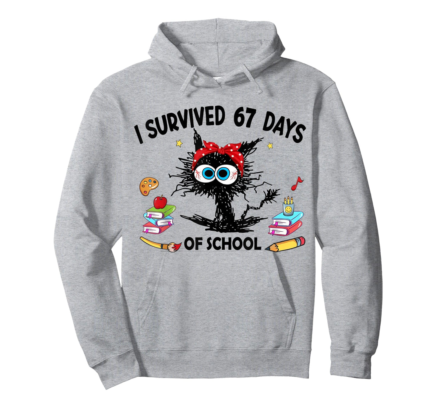 I Survived 67 Days of School Funny Cat Teacher 67 Meme T-Shirt