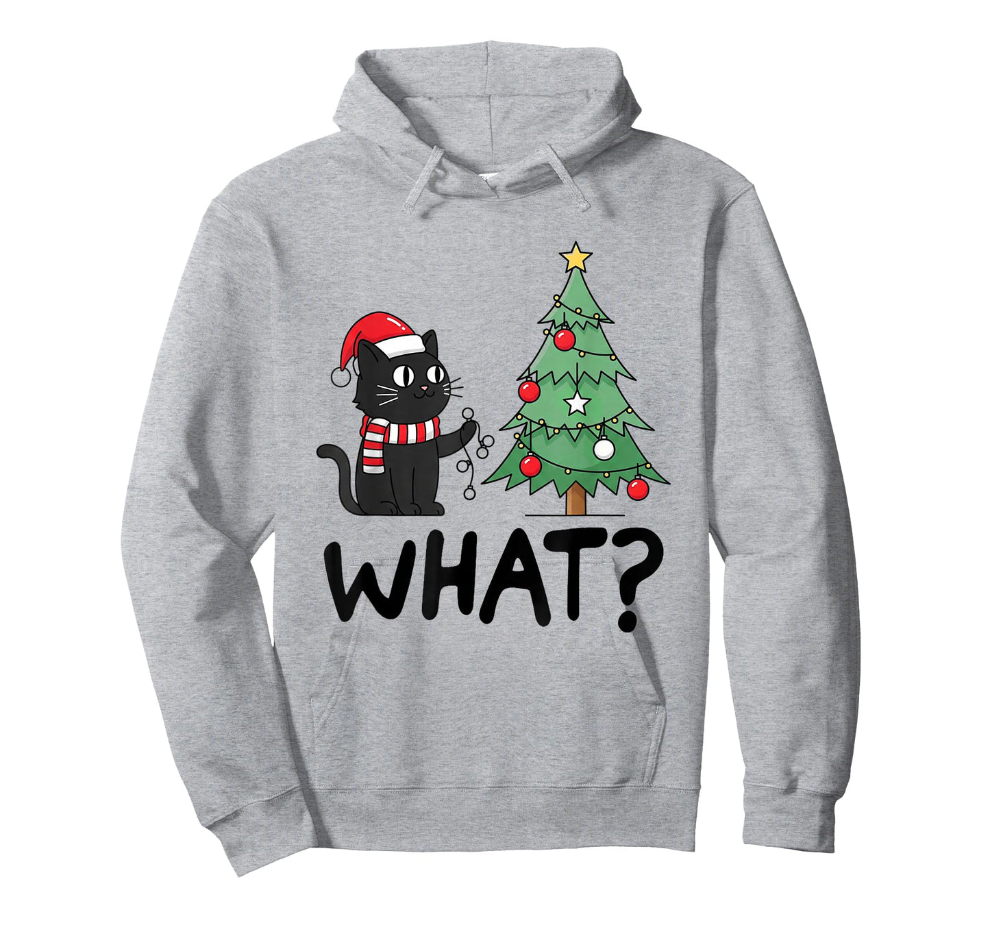 Funny Black Cat Gifts Pushing Christmas Tree Over Cat What T-Shirt