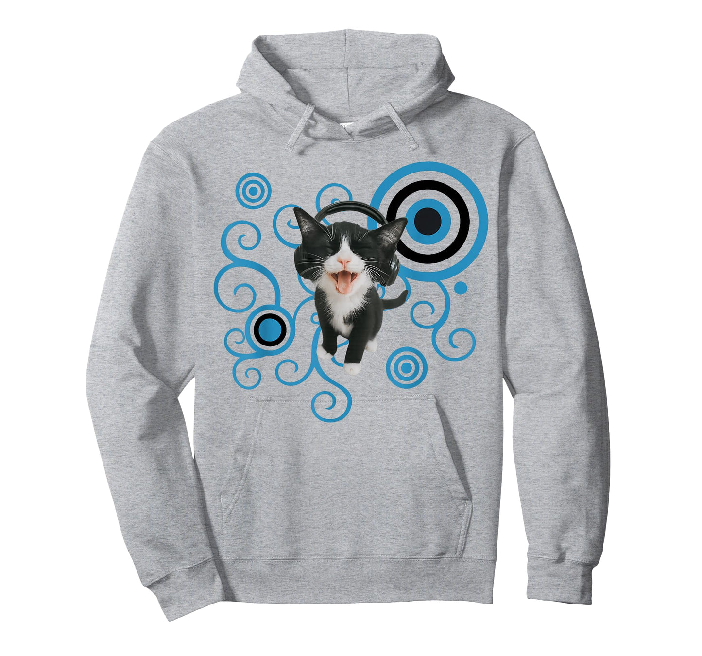 Happy Kitty with Headphones Men Women Kids T-Shirt