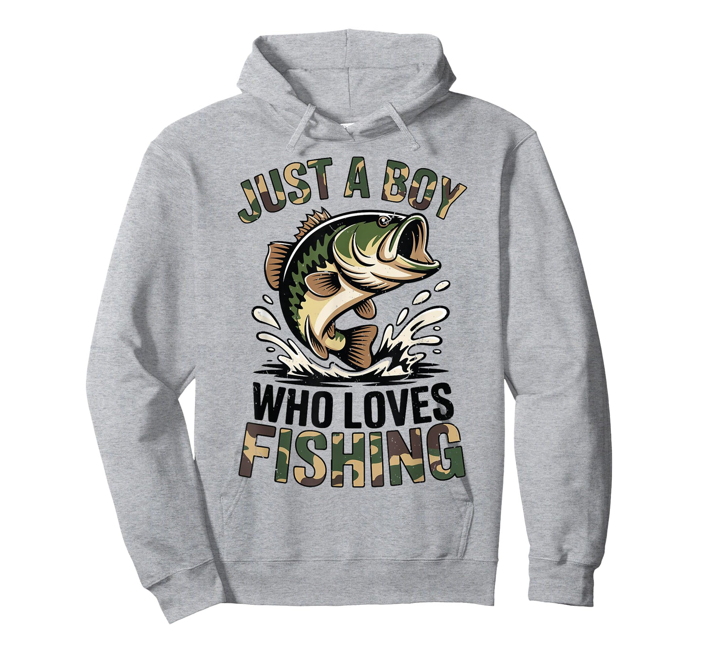 Youth Fishing Camo Bass Fish Just A Boy Who Loves Fishing T-Shirt