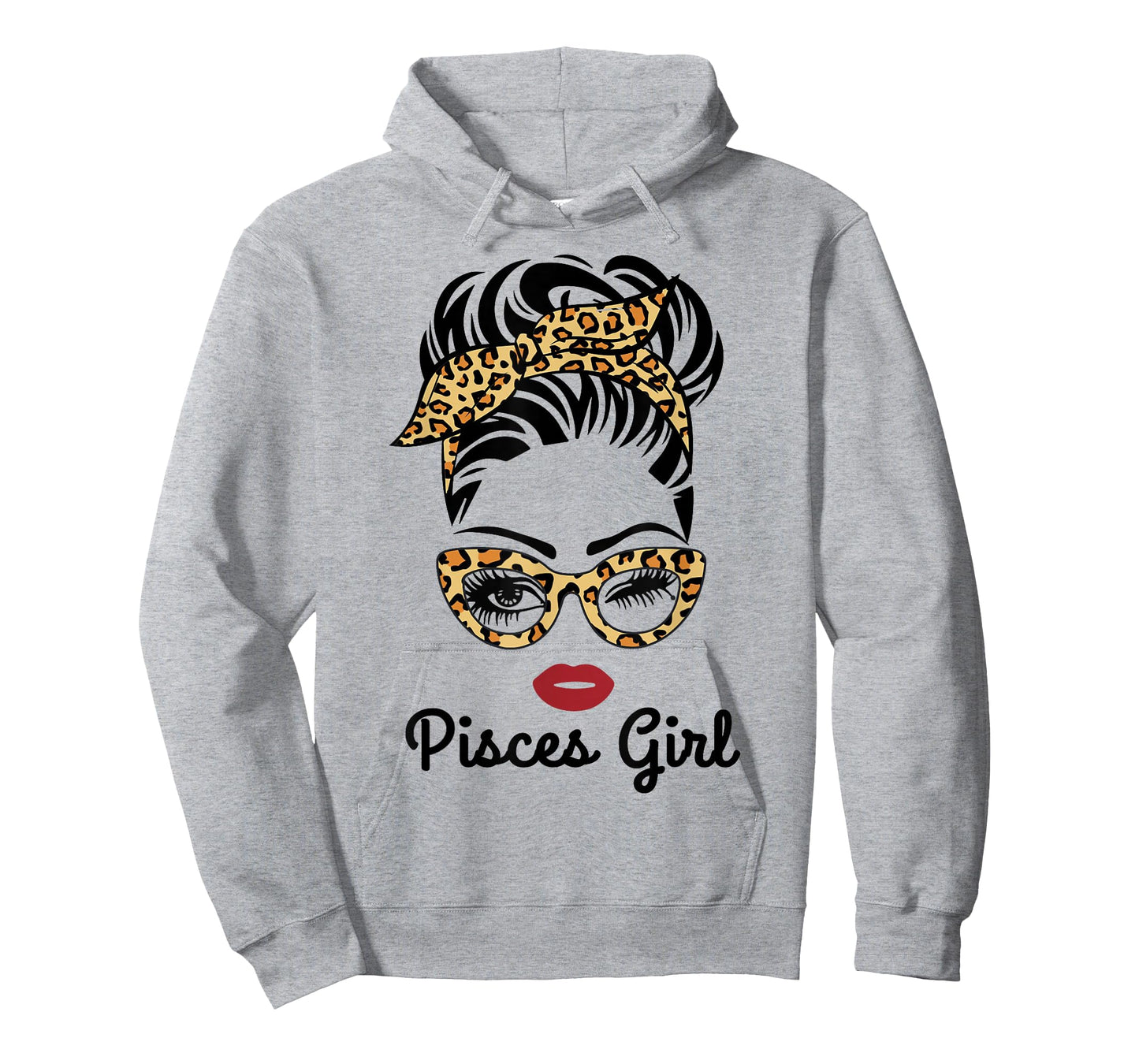 Pisces Girl Woman Face Leopard Bandana glasses T-Shirt