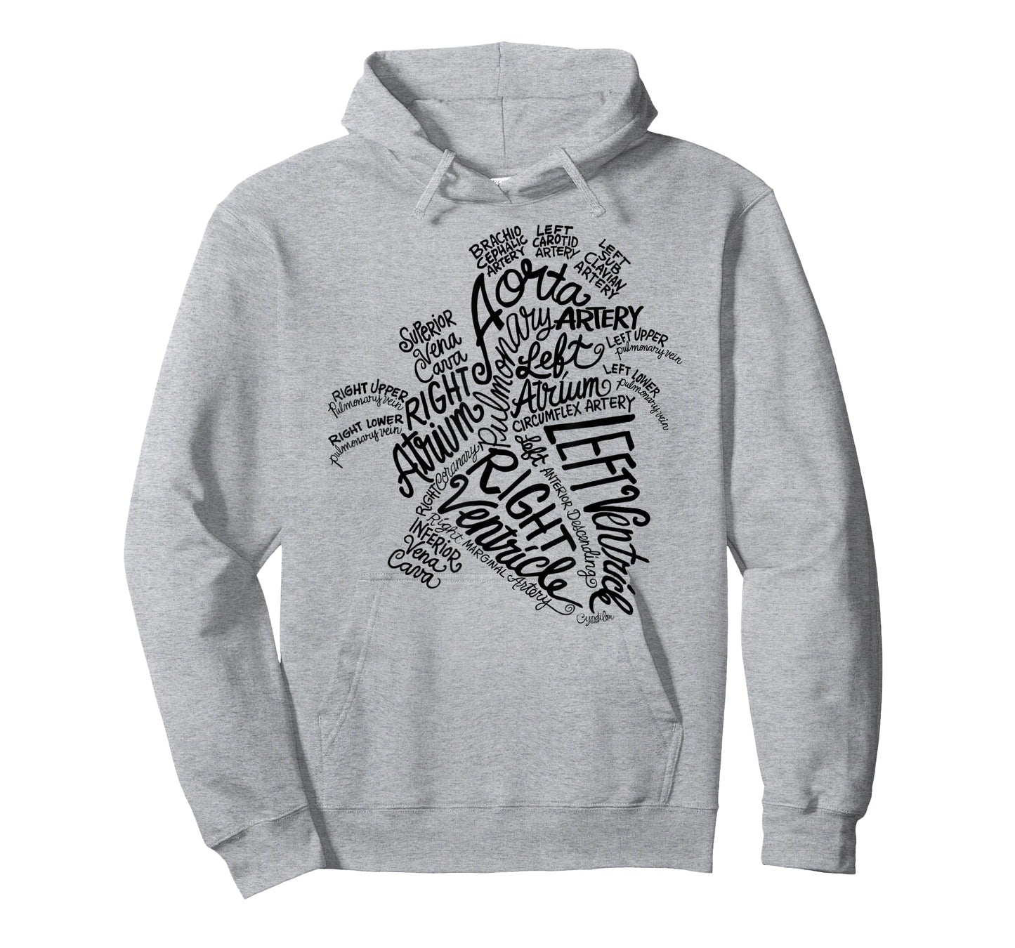 Anatomical Heart Medical Word Art Cloud in Black T-Shirt