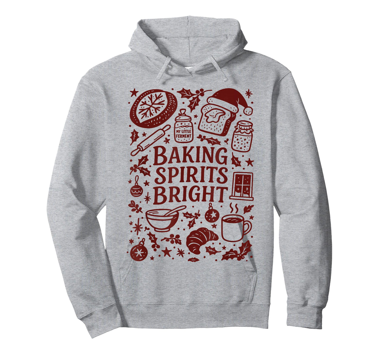 Baking Spirits Bright Sourdough Bread Christmas Doodle T-Shirt