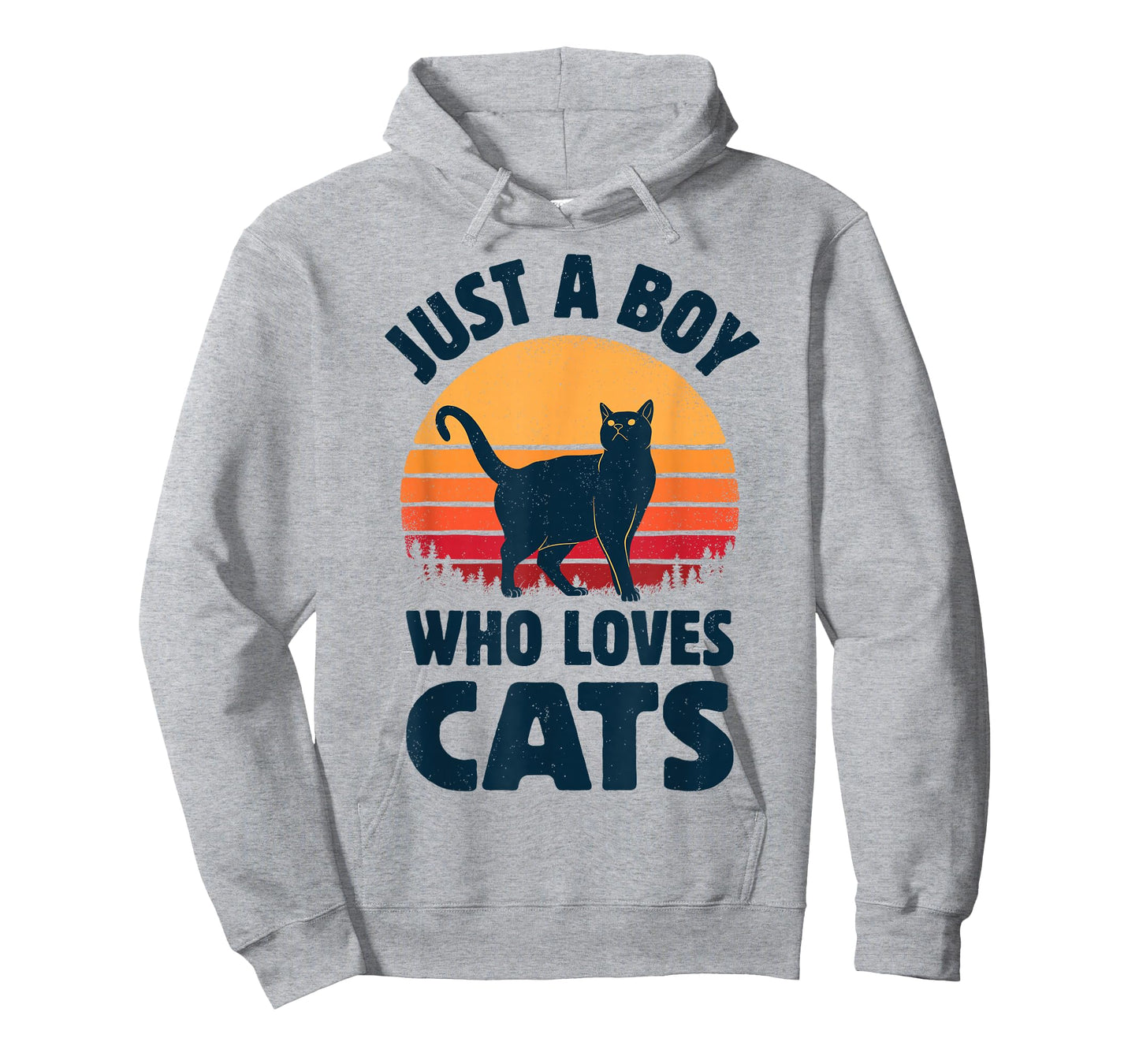 Cat Just A Boy Who Loves Cats Men Retro Vintage Sunset T-Shirt
