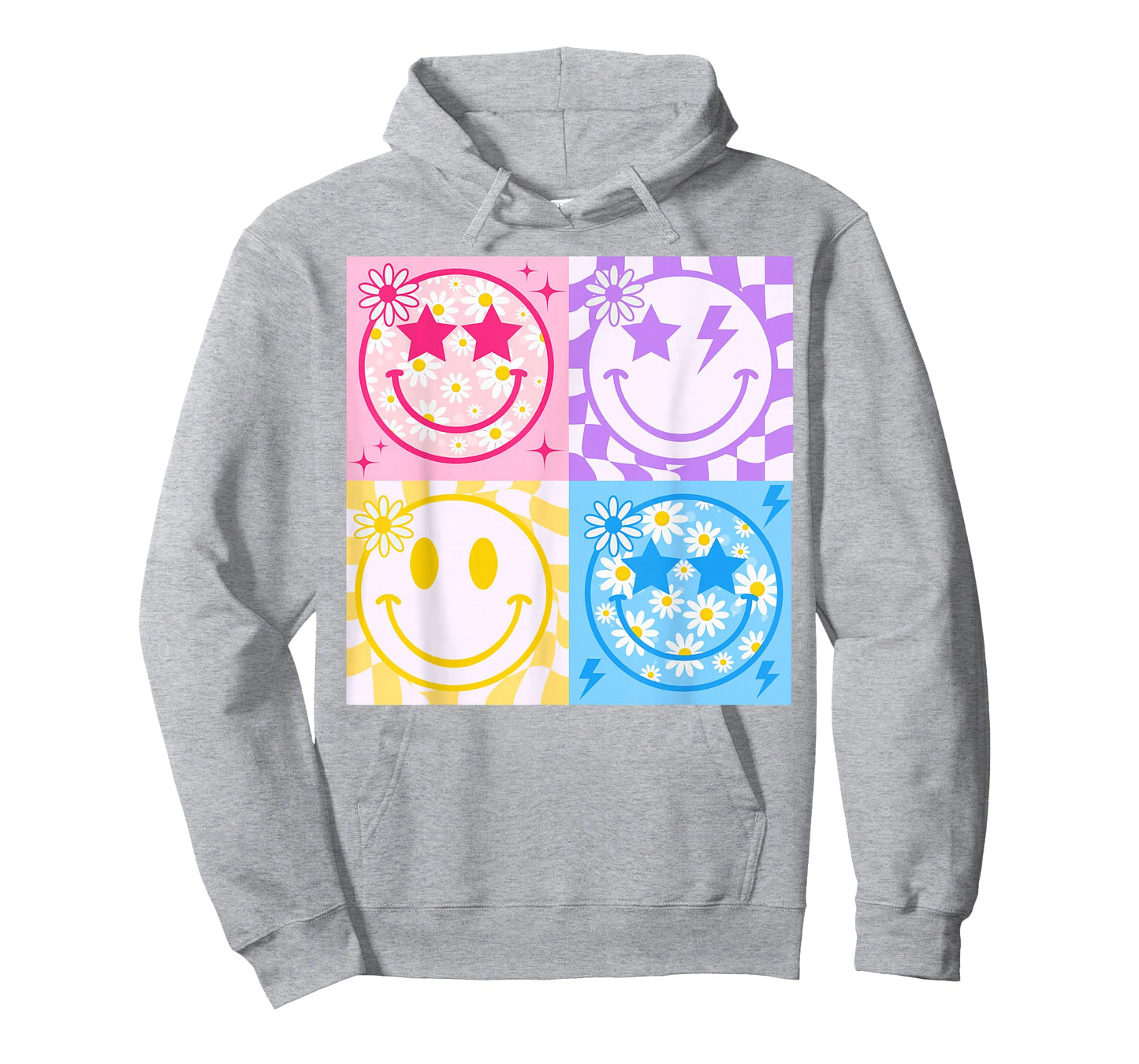 Happy Face Smile Checkered Pattern Retro Vibes Trendy Funny T-Shirt