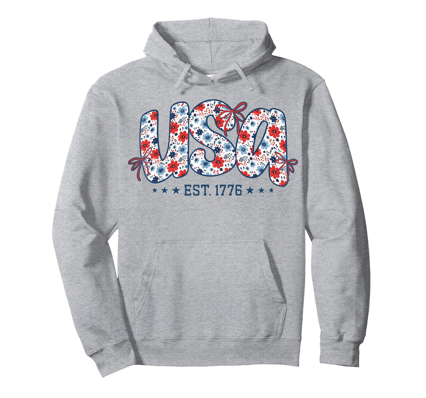 USA Est 1776 Floral Preppy 4th of July Coquette Bow Women T-Shirt