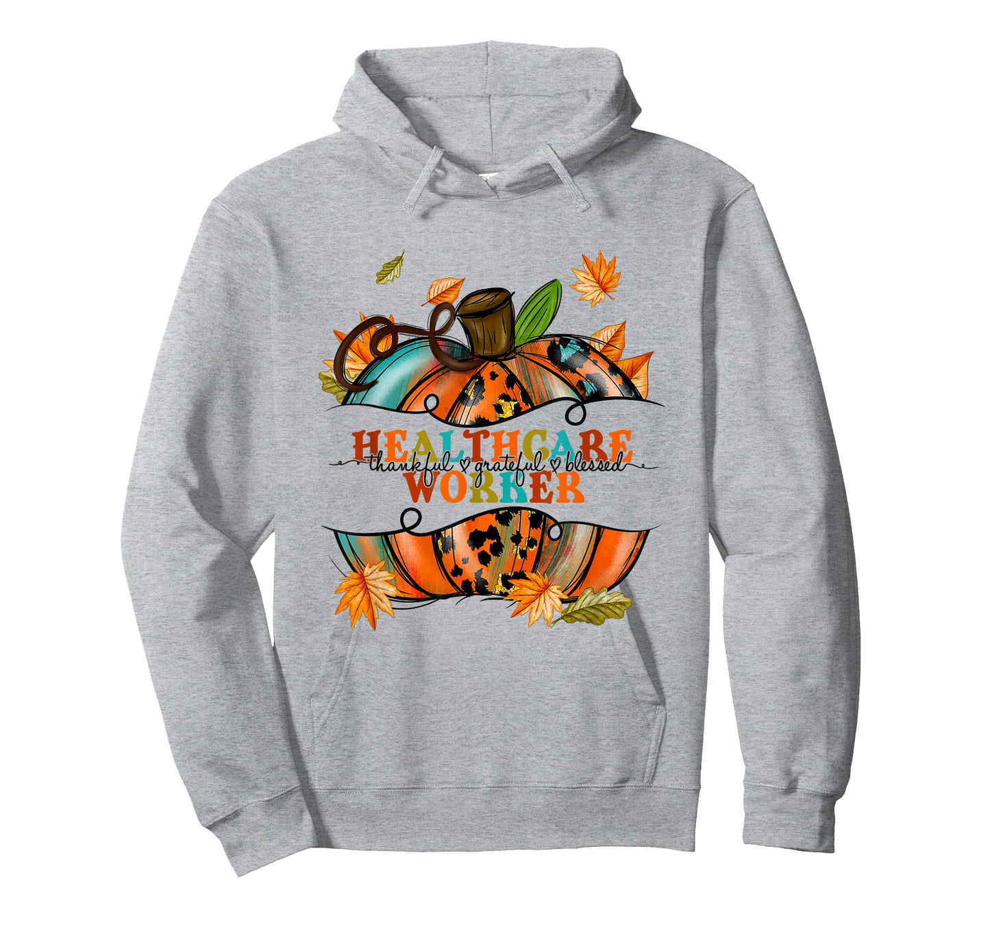 Autumn Fall Tees Healthcare Worker Thankful Grateful Blessed T-Shirt