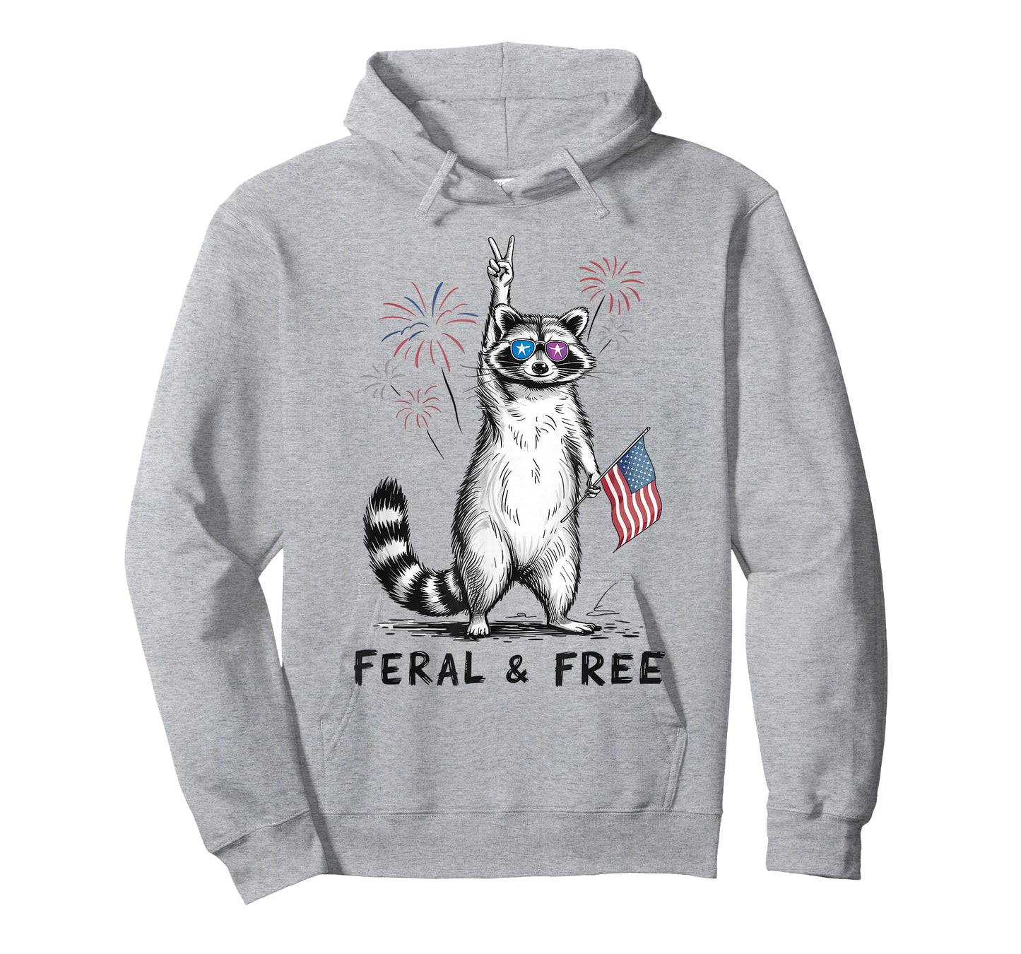 Feral and Free Raccoon 4th of July USA American Pride T-Shirt