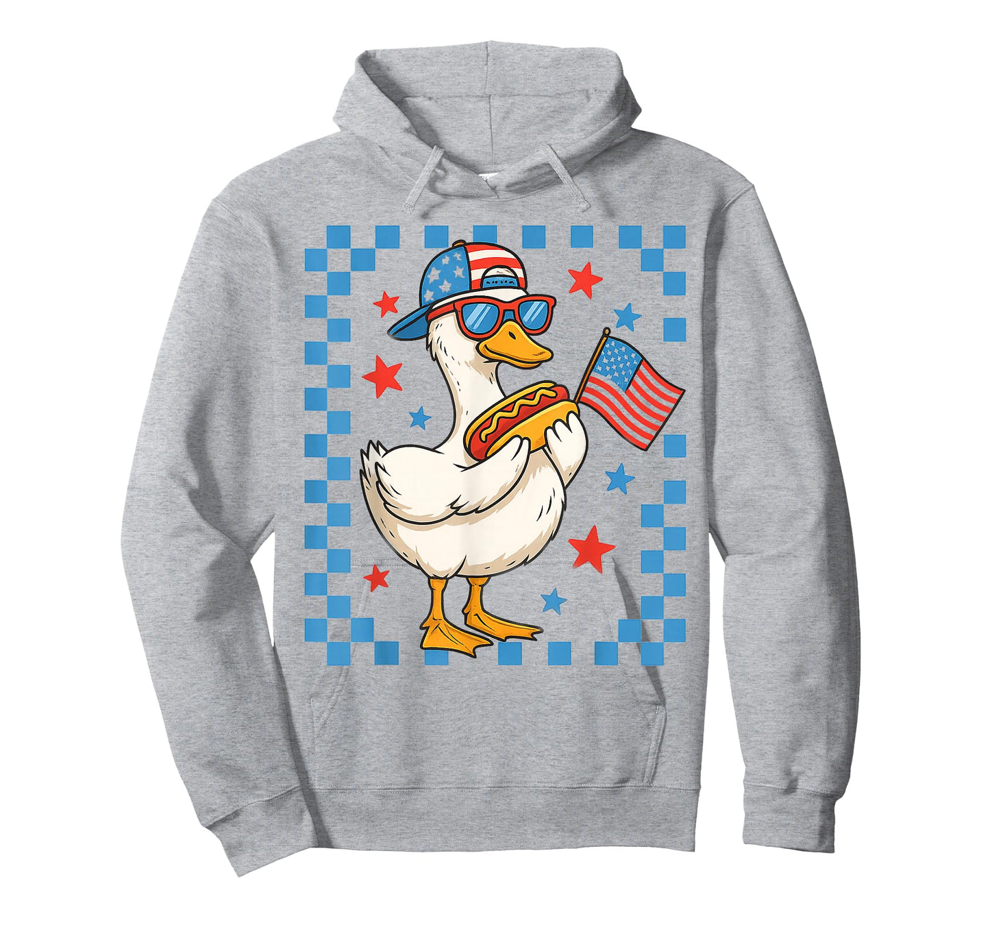 Funny Patriotic Duck USA Flag Hot Dog 4th of July Kids Boys T-Shirt