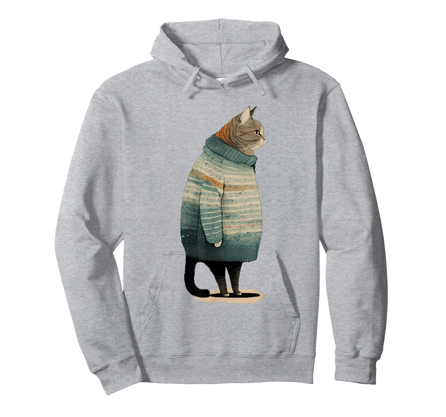 Cat Wearing a Sweater Funny Pet Fat Gray Cat Winter Womens T-Shirt