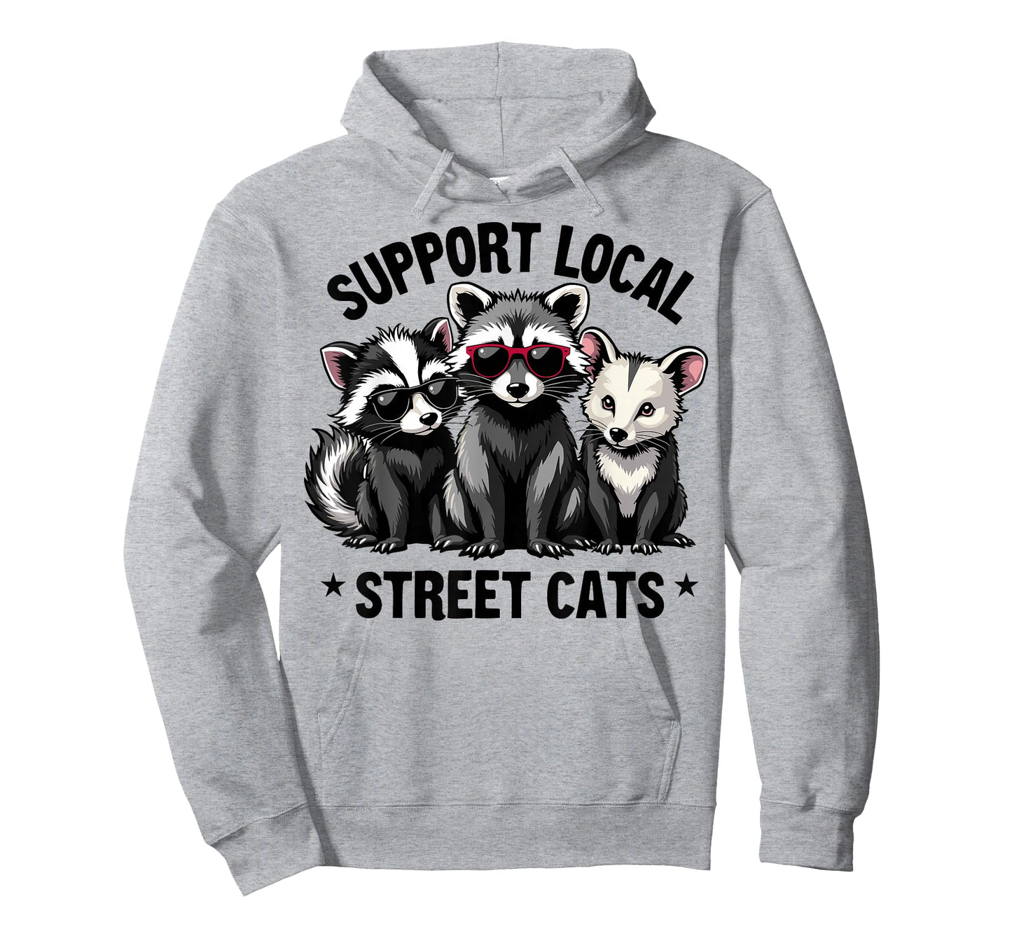 Support Local Street Cats Skunk Raccoon Possum Funny Art T-Shirt