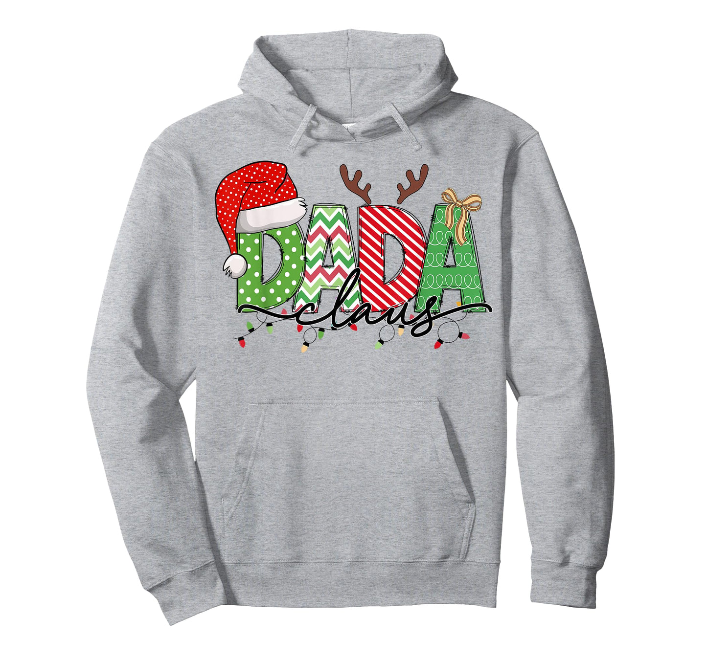 Dada Claus Christmas Lights Pajama Family Matching Outfit T-Shirt