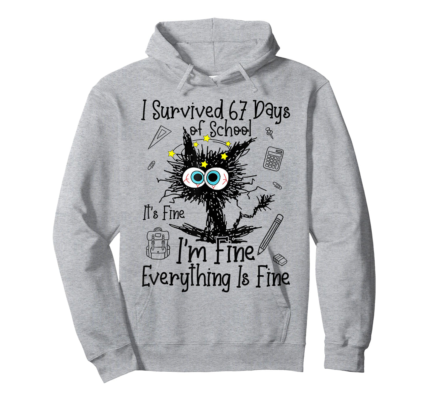 Cat I Survived 67 Days of School Teachers Students Six Seven T-Shirt