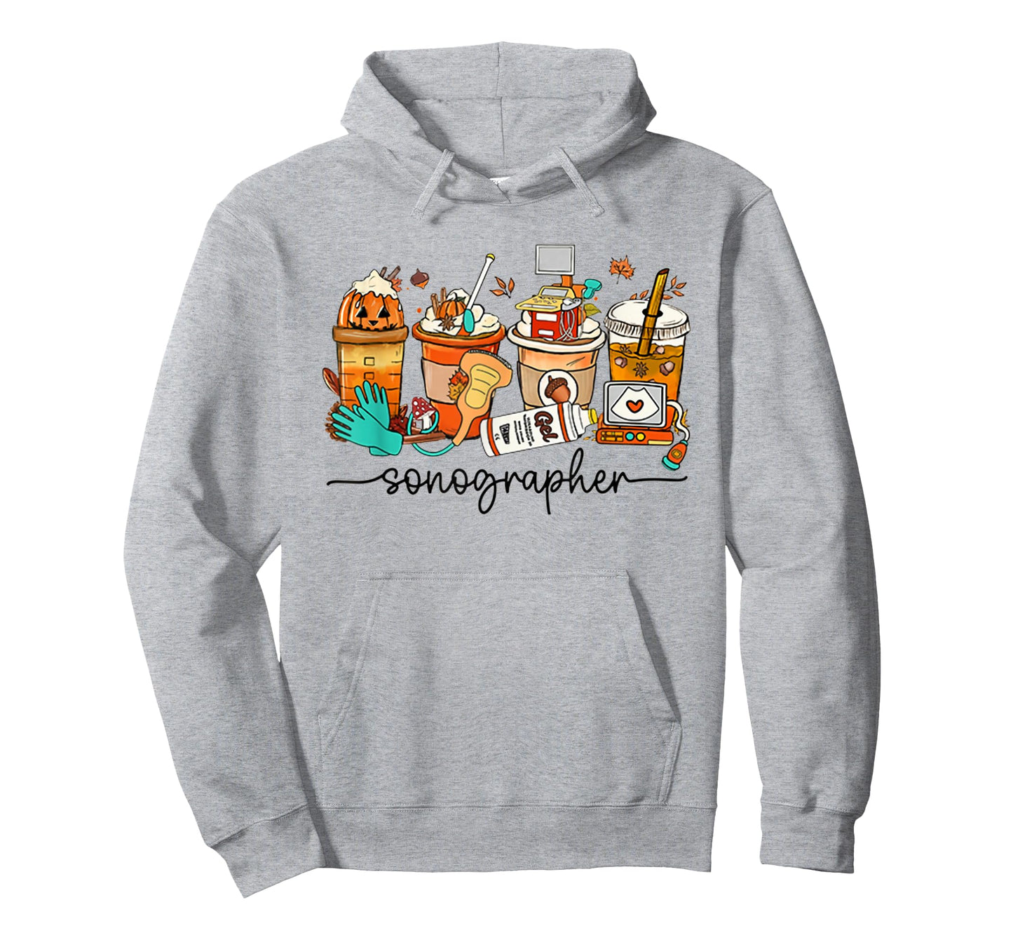 Autumn Sonographer Latte Ultrasound Pumpkin Vascular Tech T-Shirt