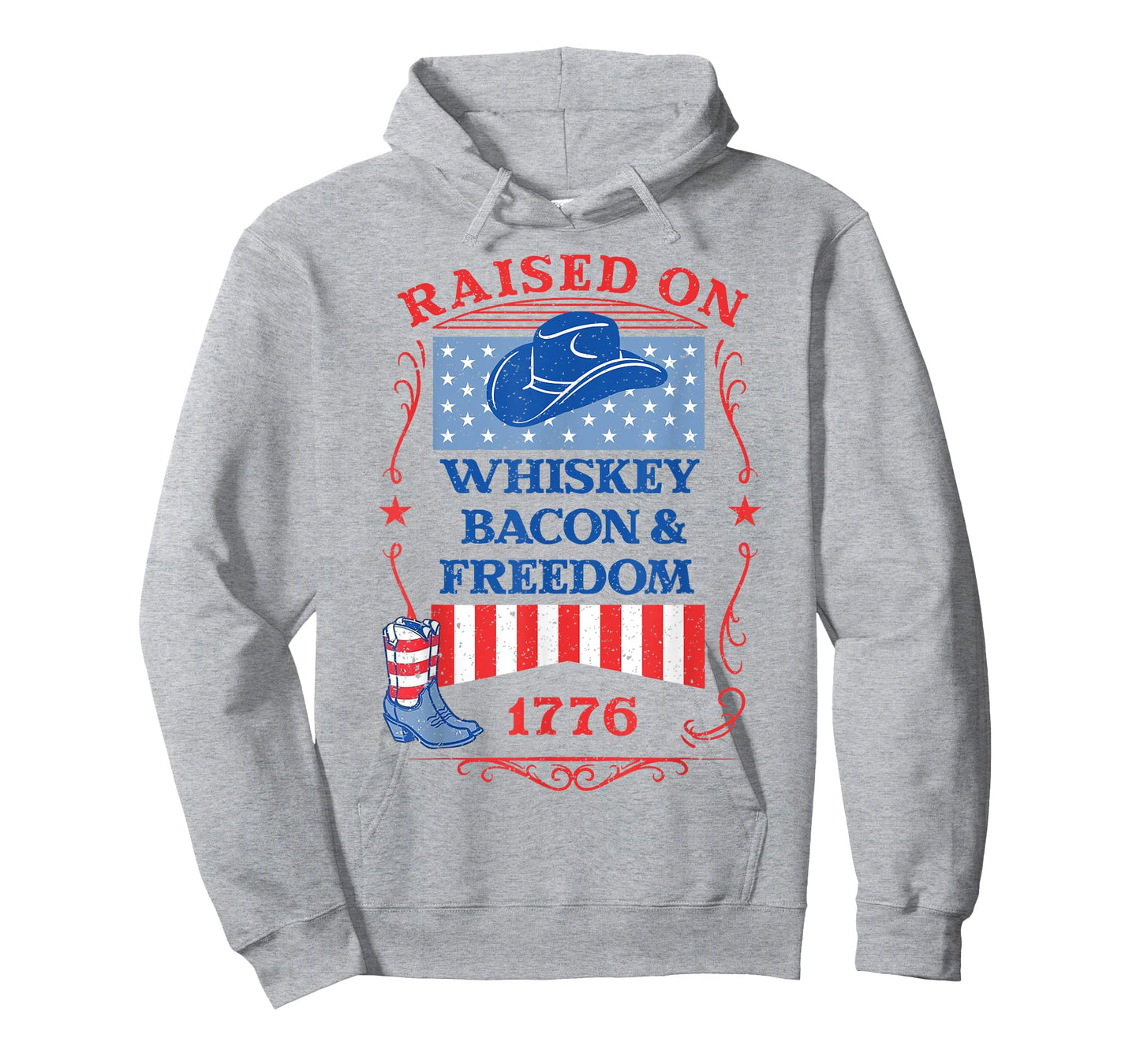 Raised On Whiskey Bacon Freedom 1776 T-Shirt