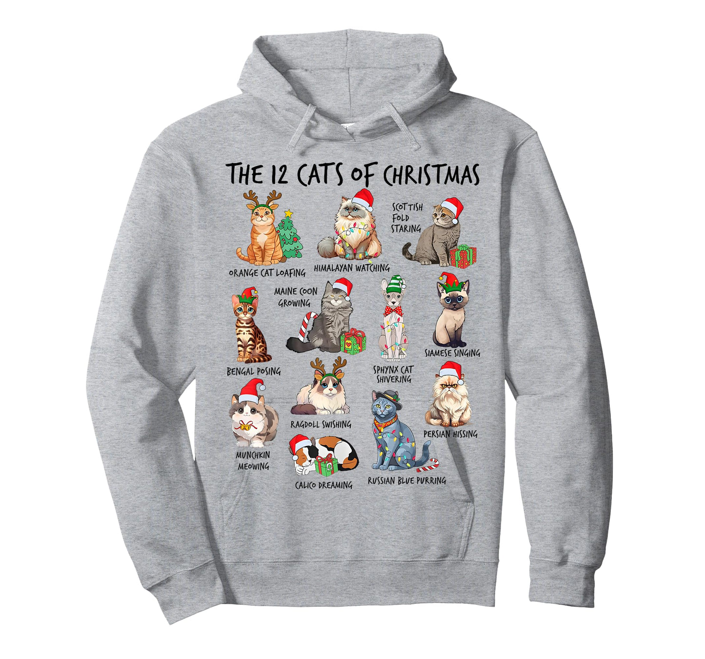12 Cats of Christmas Funny Christmas Cat Lover Xmas Holiday T-Shirt