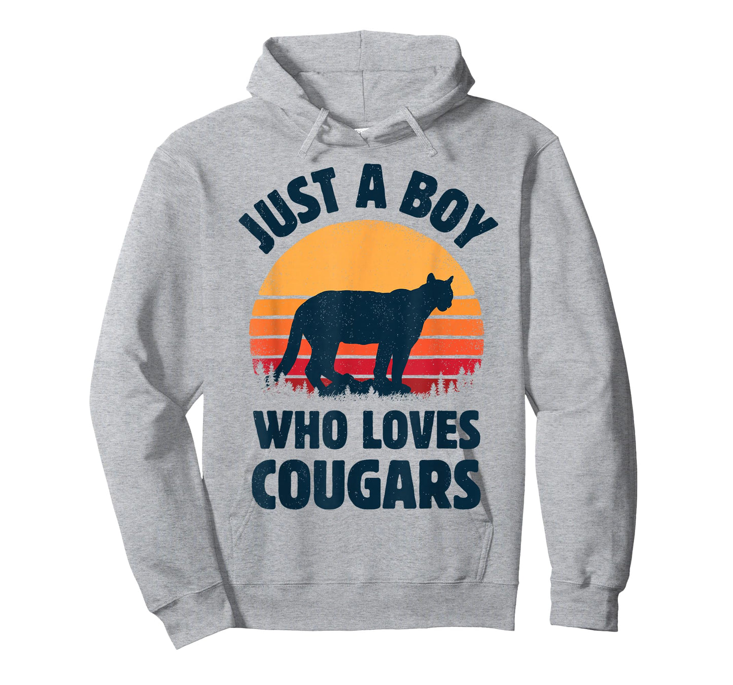 Cougar Just A Boy Who Loves Cougars Men Retro Vintage Sunset T-Shirt