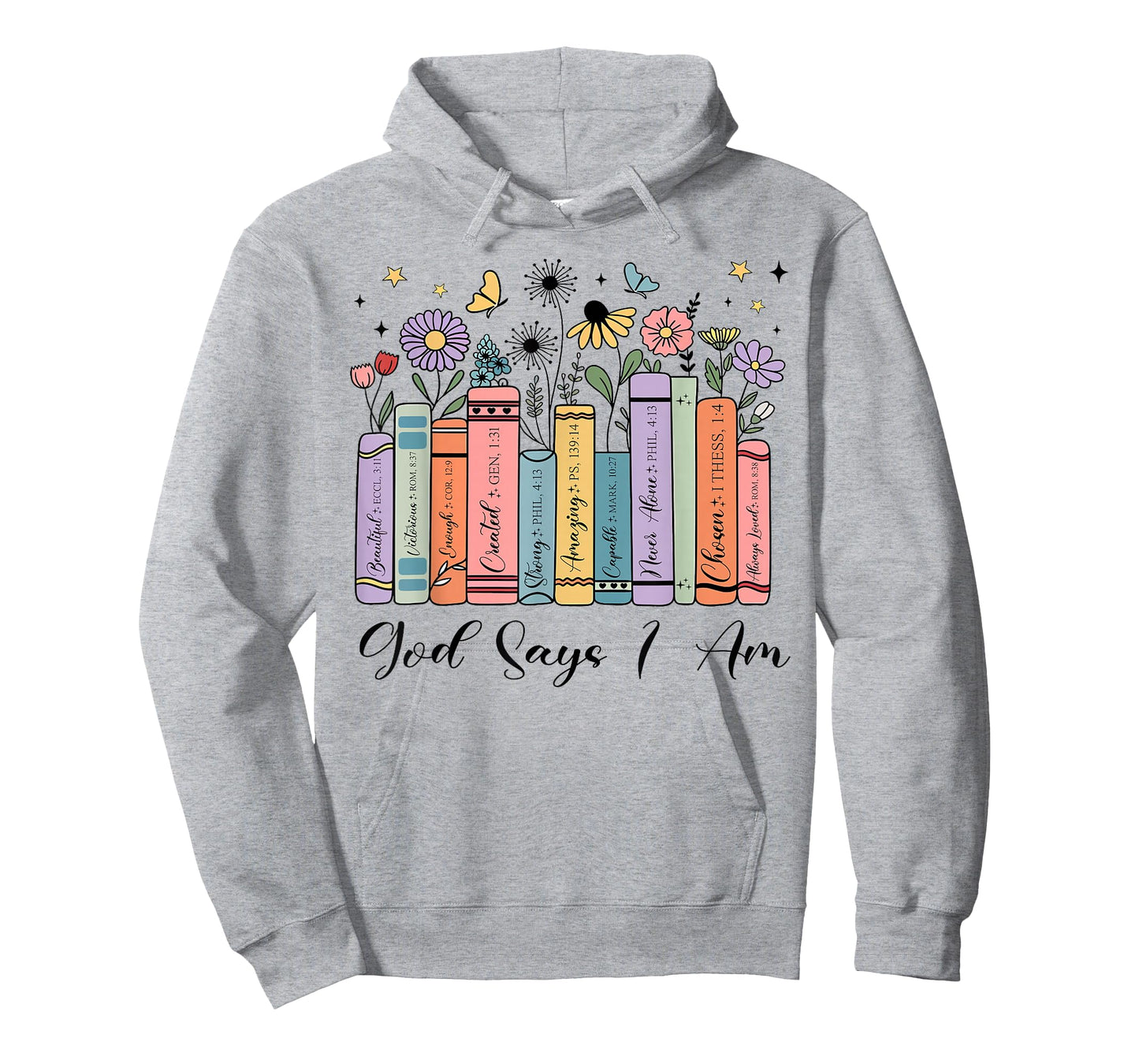 God Says I Am Floral Book Cute Christian Girl Teen Religious T-Shirt