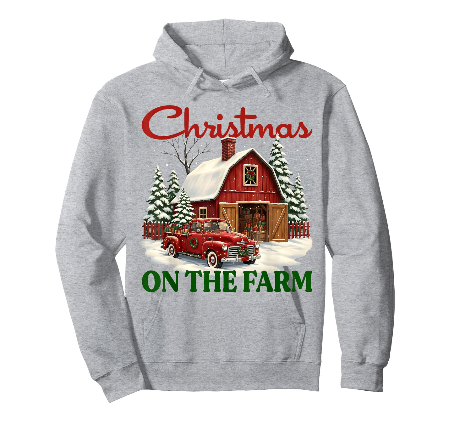 Christmas On The Farm Shirt Vintage Red Truck Barn Xmas Gift T-Shirt