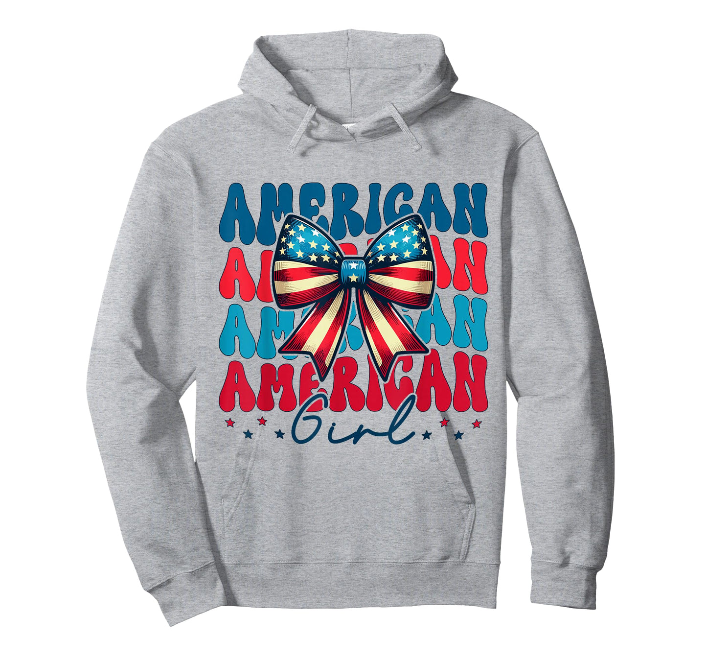 Patriotic American Girl 4th of July Coquette Bow USA Flag T-Shirt