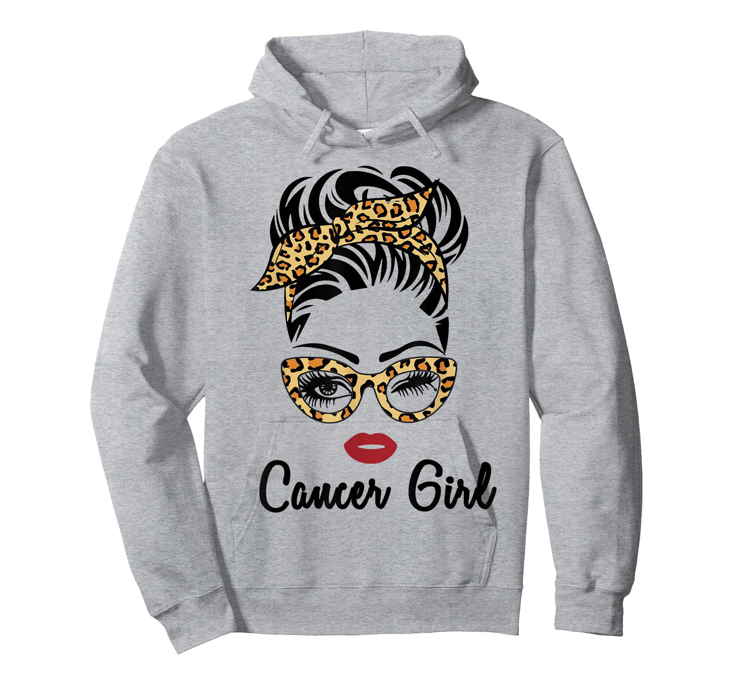 Zodiac Sign Cancer Girl Woman Face Leopard Bandana Wink Eye T-Shirt