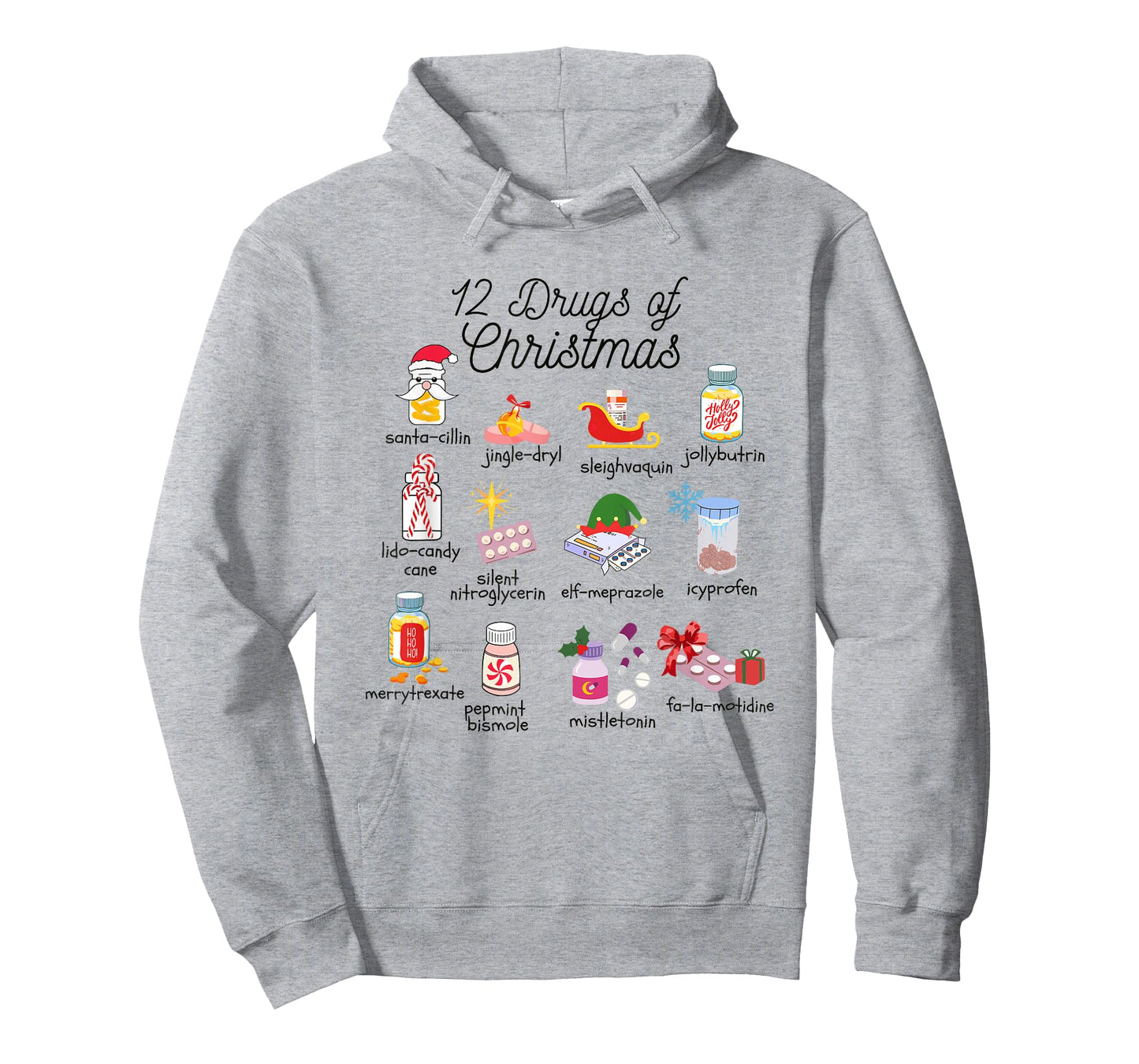 12 Drugs of Christmas Nurse Pharmacy Technician Pharmacist T-Shirt