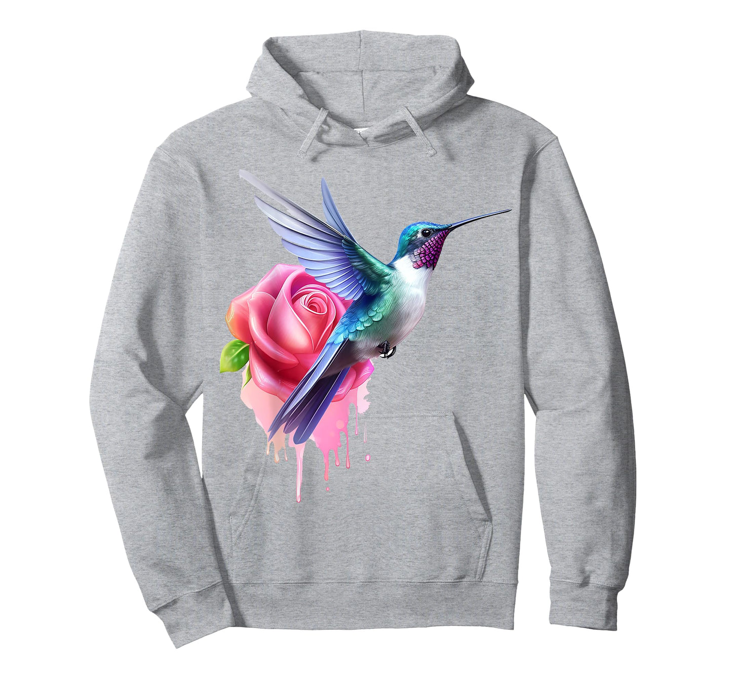 Hummingbird Art Rose Animal Colorful Graphic Hummingbird T-Shirt