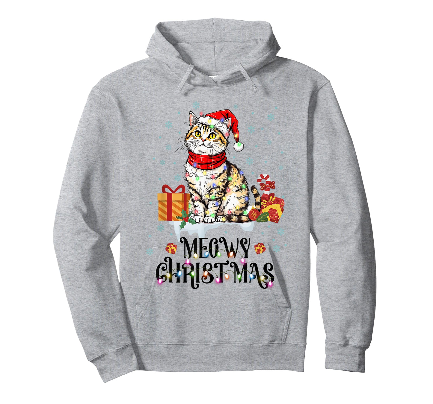 Moewy Christmas Cute Cat Santa Hat Xmas Tee T-Shirt