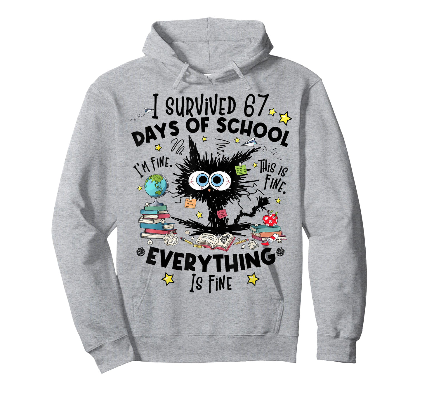 Cat I Survived 67 Days of School Teachers Students Six Seven T-Shirt