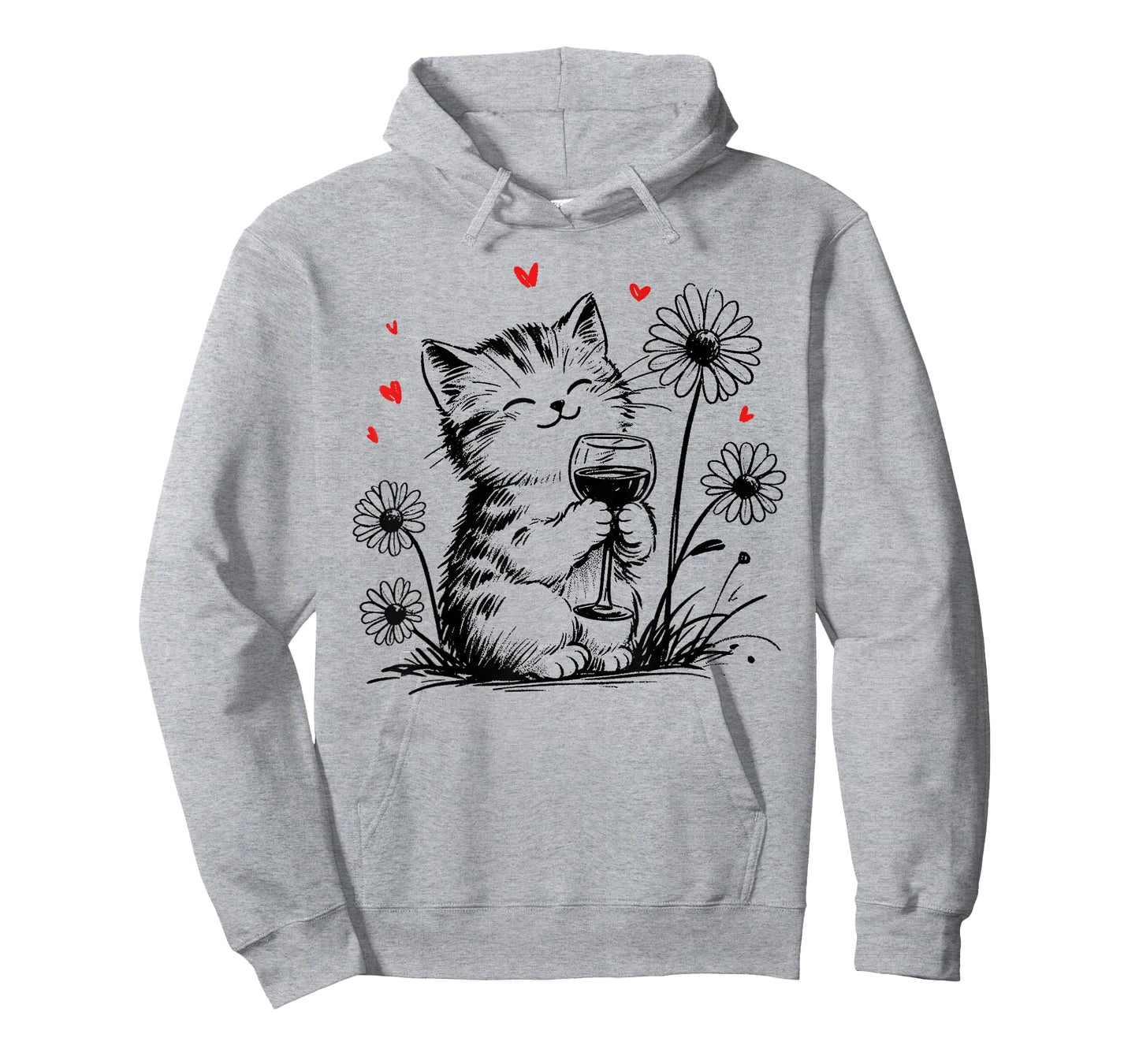Kitten Drinking Wine - Cute Cat Wine Lover Men Women T-Shirt