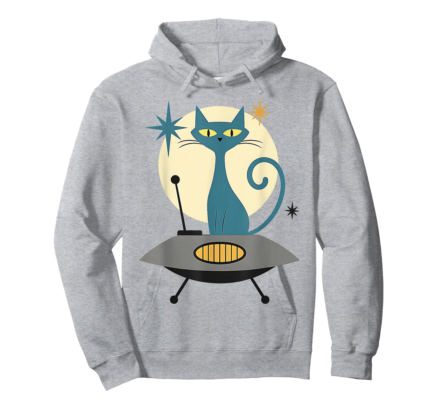 Mid Century Modern UFO Cat Retro Futuristic T-Shirt