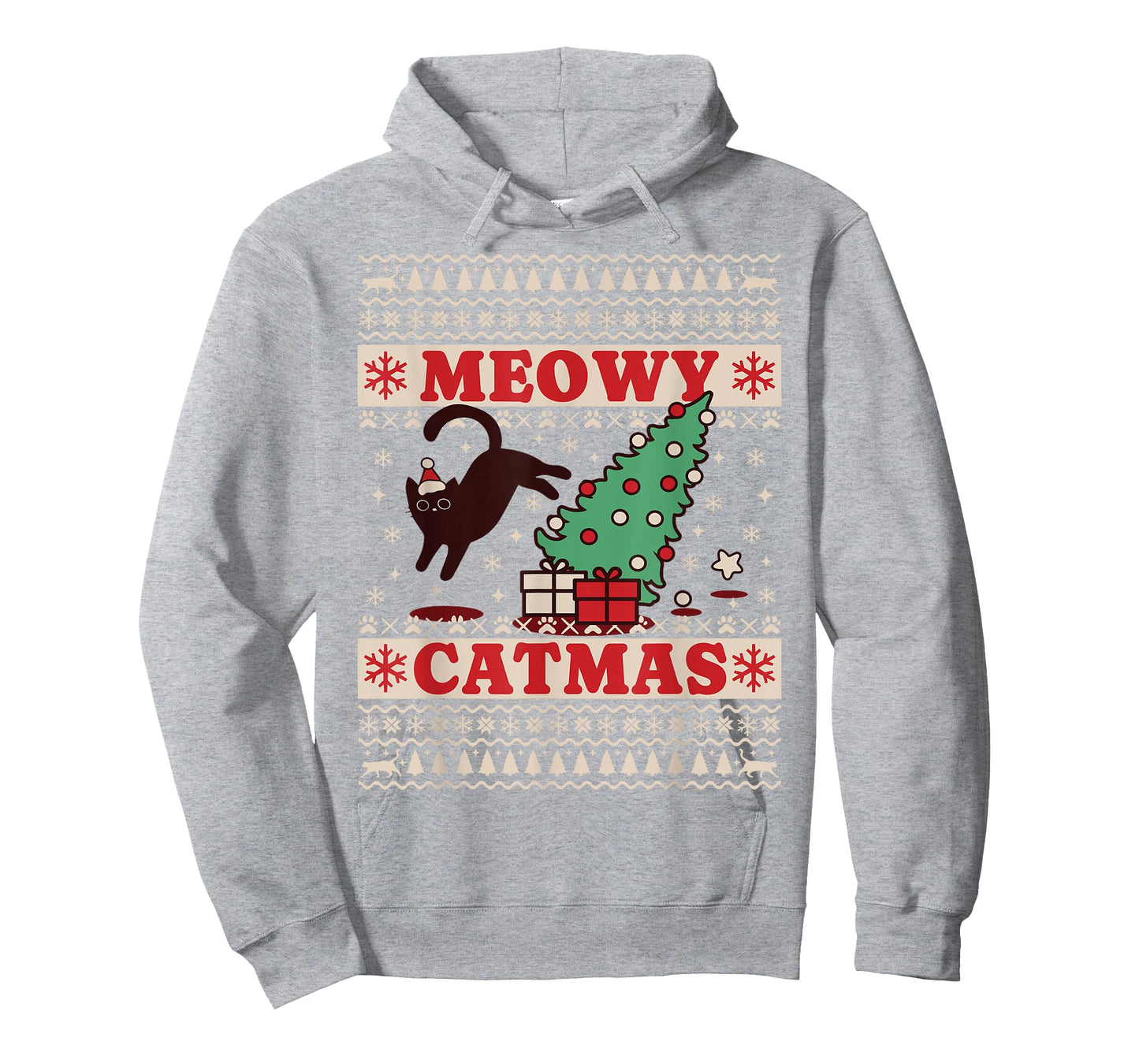Meowy Catmas, Ugly Christmas Sweater, Cat Christmas T-Shirt