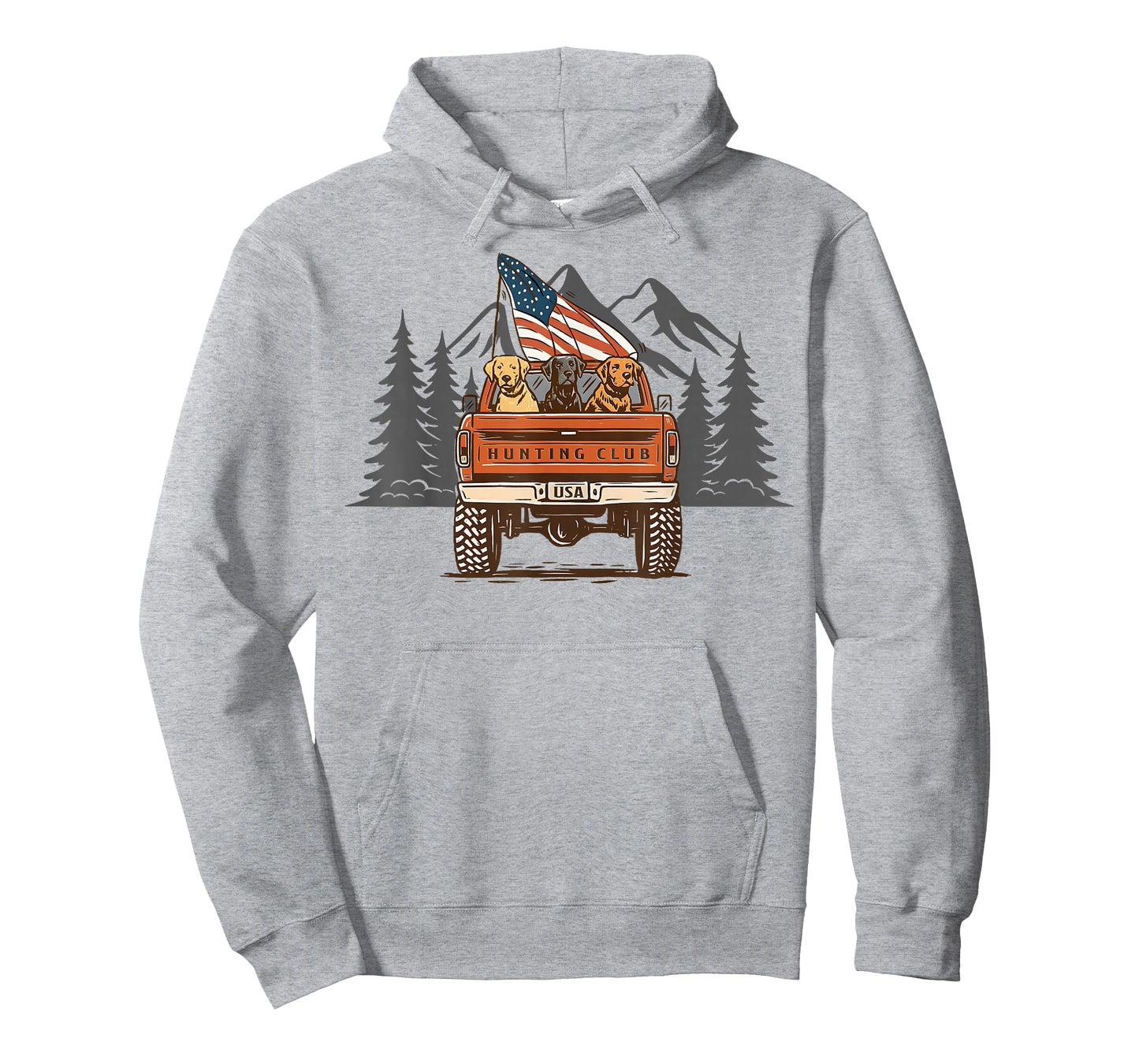 Hunting Club Truck Dogs American Flag Hello Hunting Season T-Shirt
