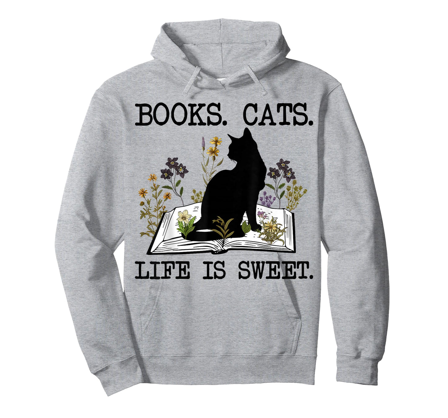 Books Cats Life is Sweet Funny Cat Book Lover Men Women Teen T-Shirt