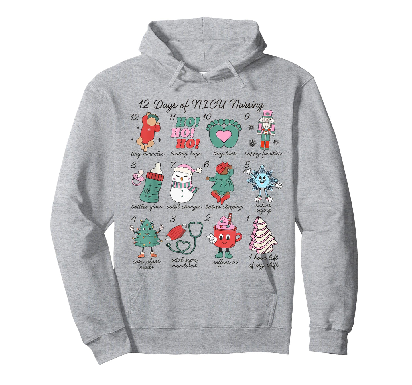 12 Days of NICU Nursing Christmas Neonatal Intensive Care T-Shirt