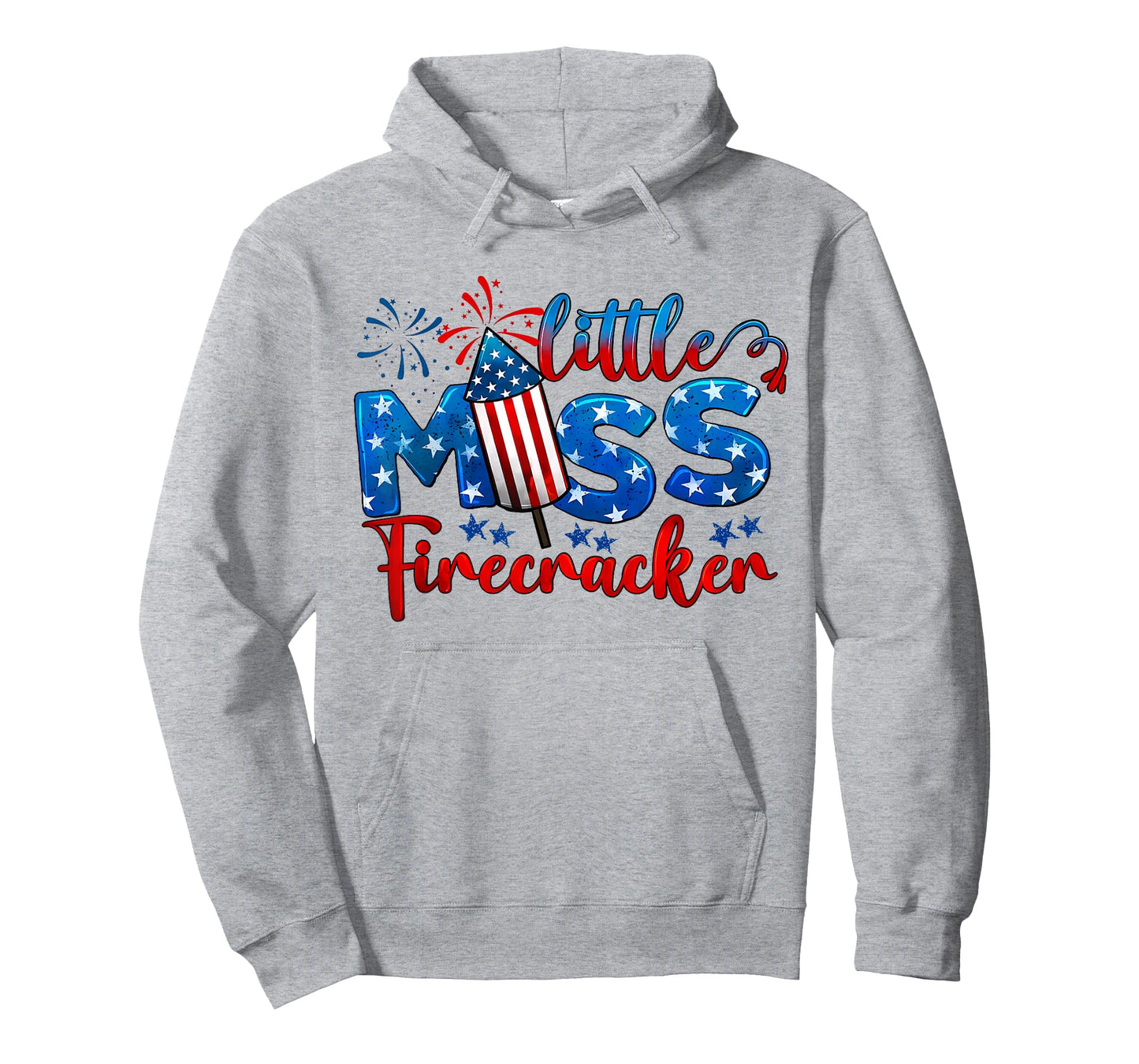 Little Miss Firecracker 4th of July American Flag Girls Kids T-Shirt