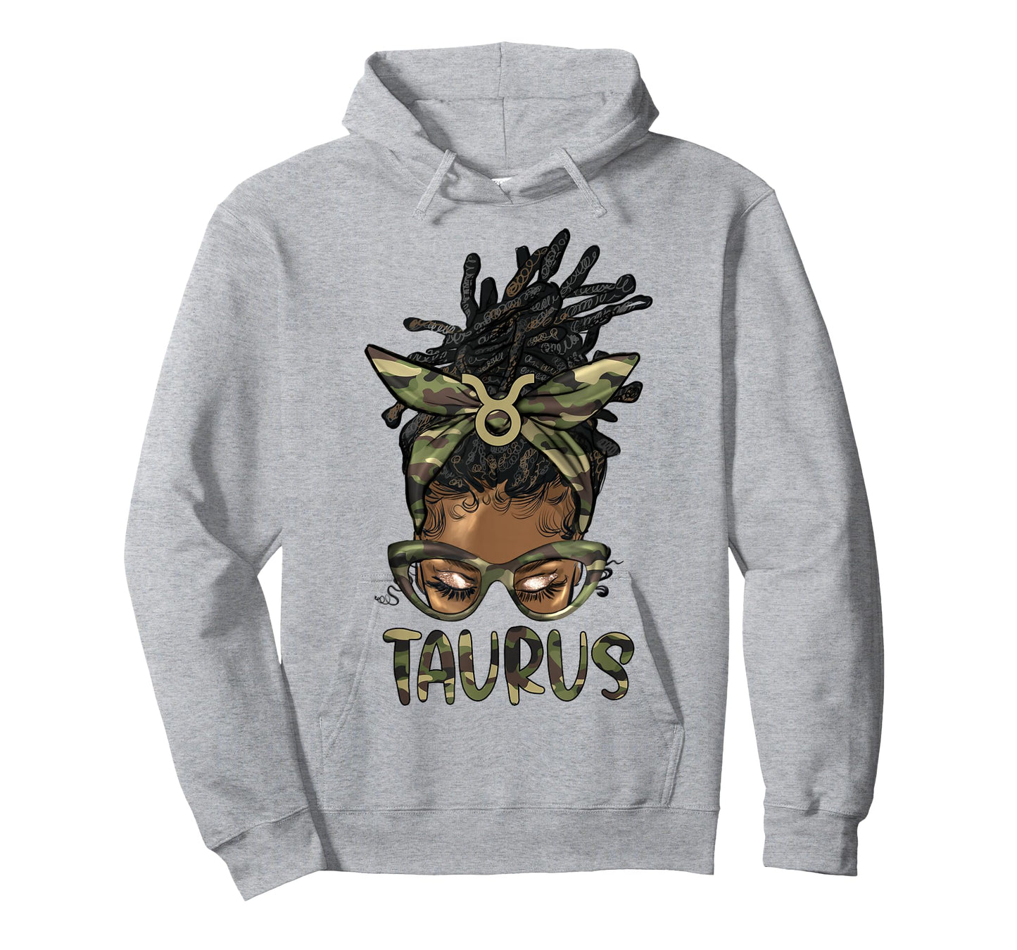 Taurus Girl Woman Loc'd Messy Bun Camo Black Women T-Shirt