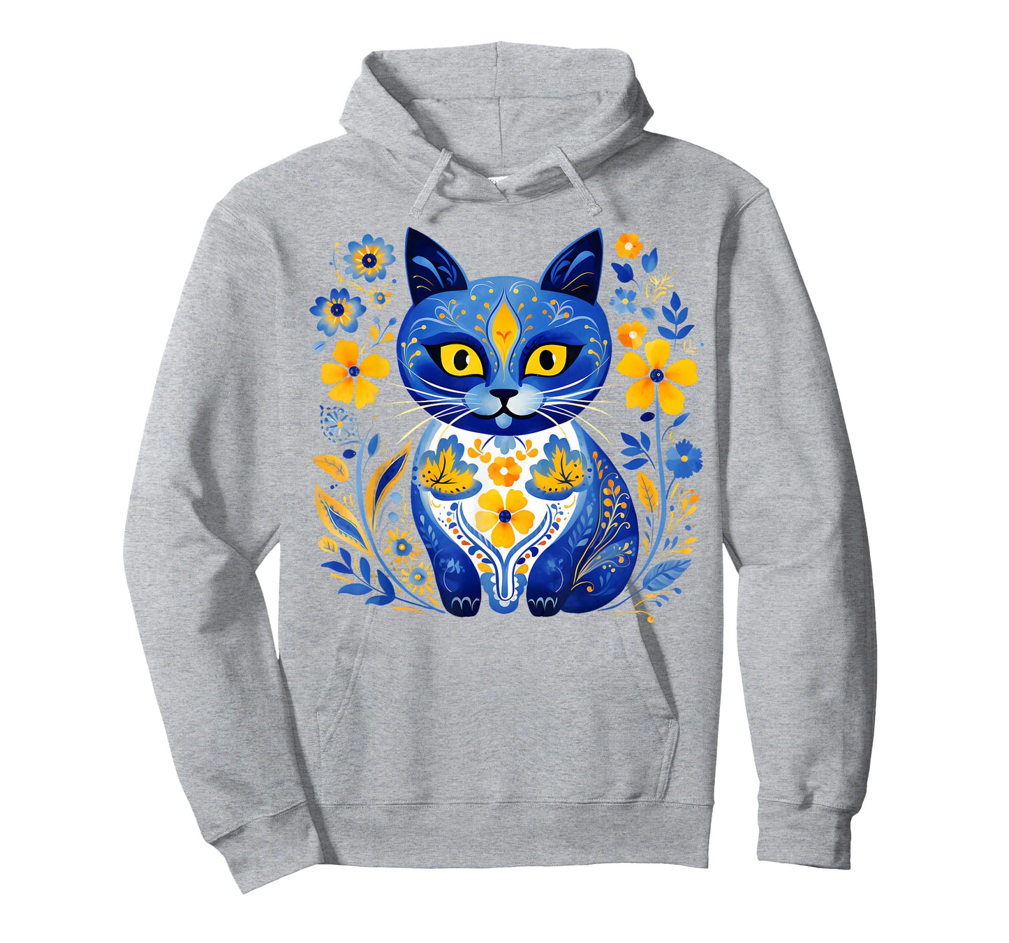Ukraine Cat Floral Vintage Ukrainian Flag Vyshyvanka Style T-Shirt