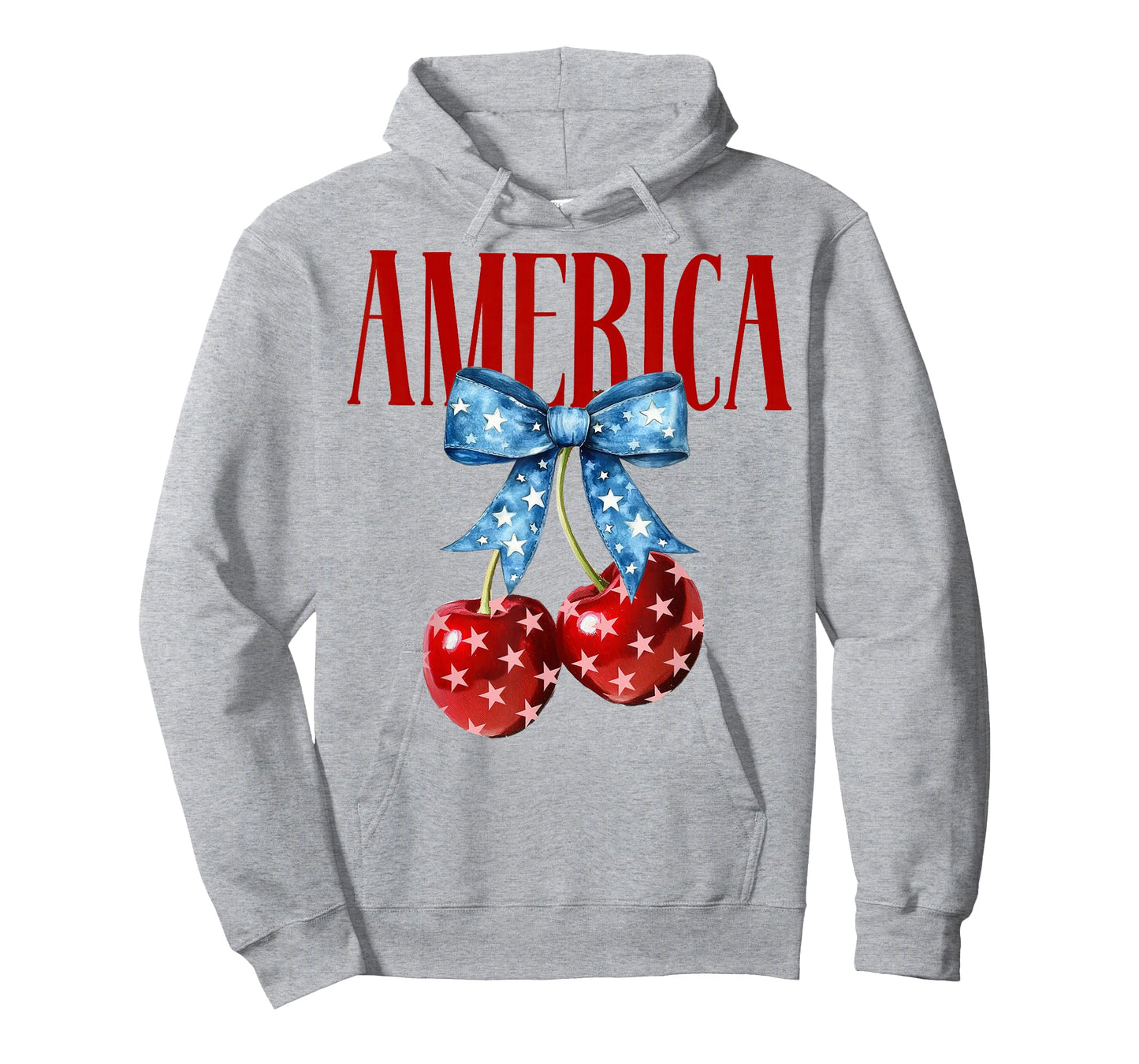 America Cherry Bow USA Flag Women Girl Patriotic 4th of July T-Shirt