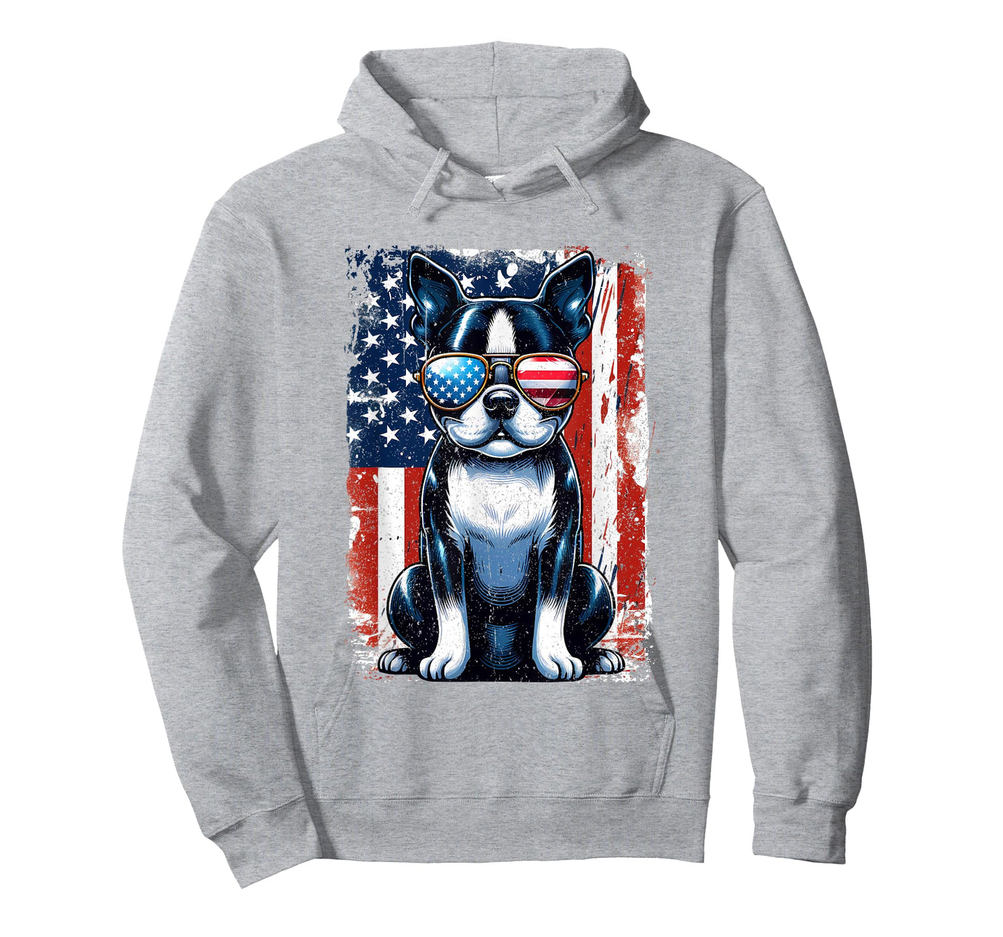 Boston Terrier Dog American USA US Flag Pets Vintage Outfit T-Shirt