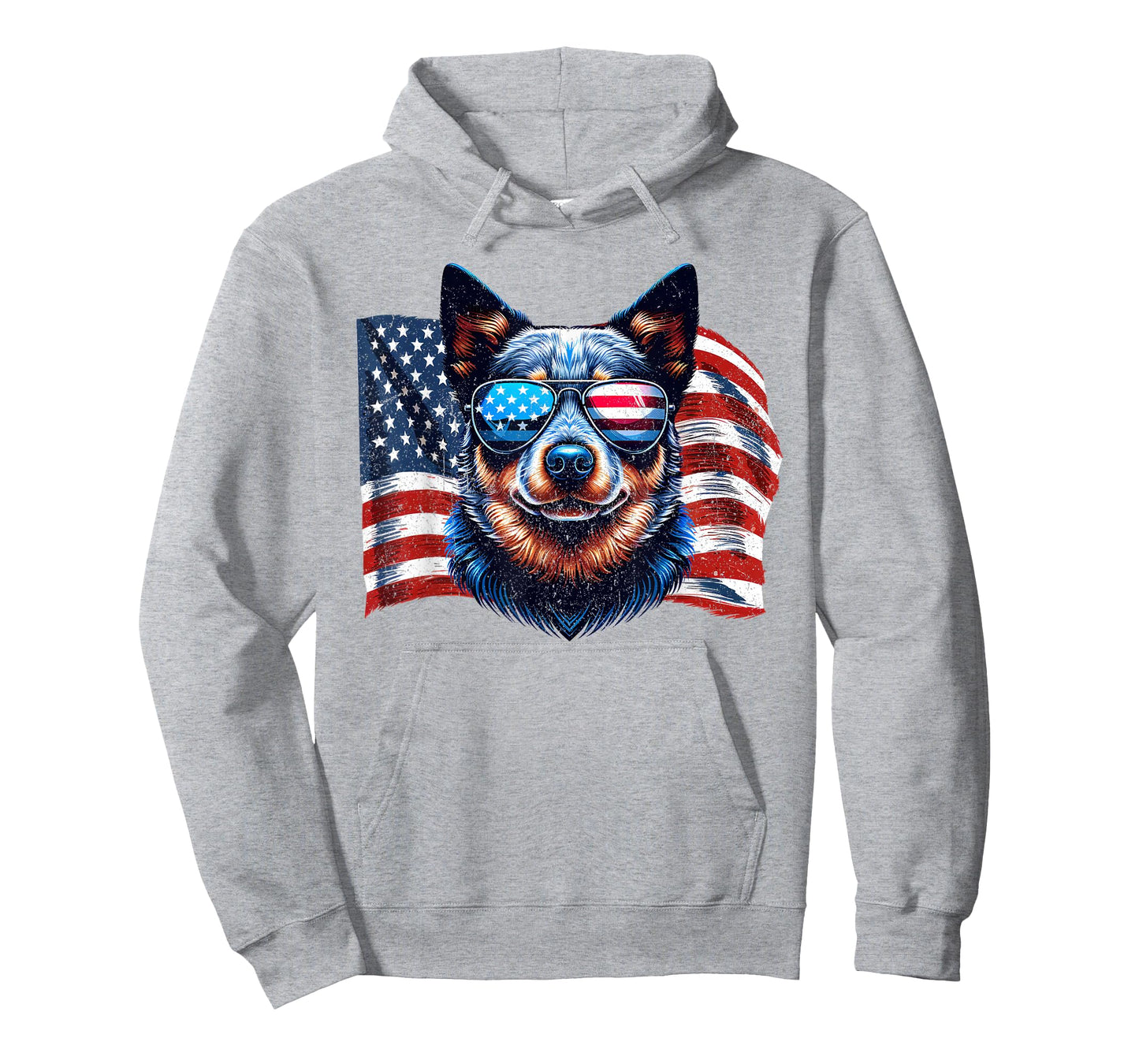 Vintage Australian Cattle Dog American Flag Sunglasses Pets T-Shirt