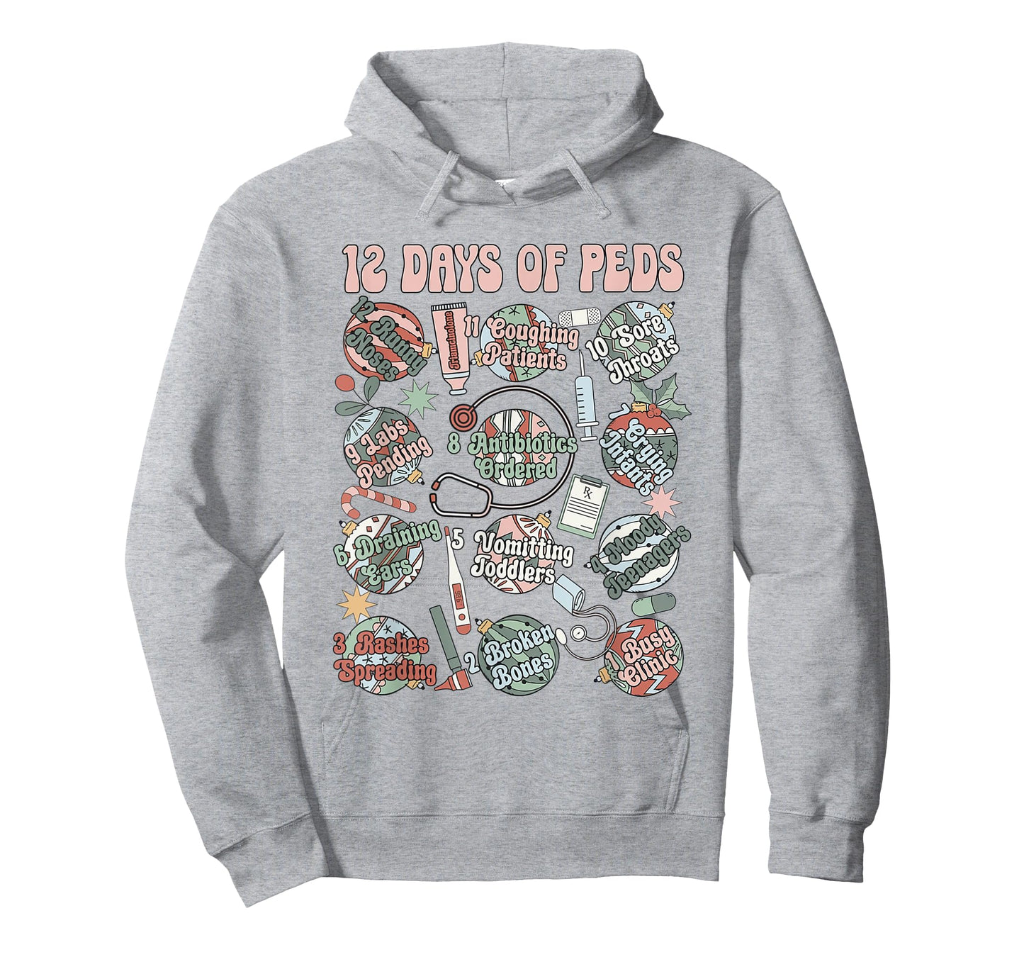12 Days Of Peds Nurse Christmas Pediatrics Clinic Staff T-Shirt