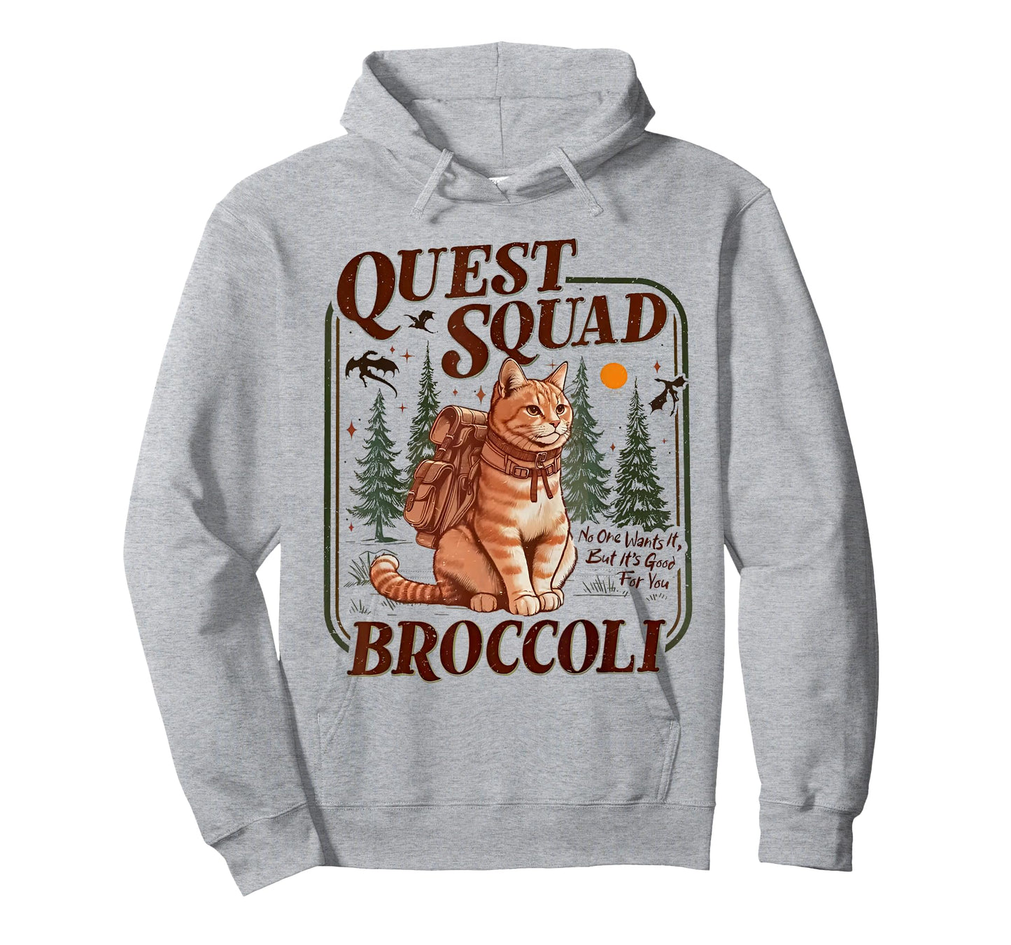 Quest Fantasy Squad Broccoli Funny Cat T-Shirt