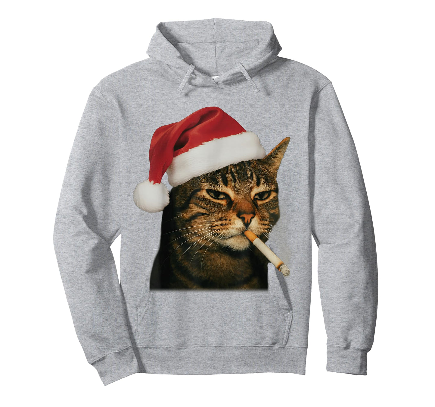 Smoking Cat Cigarette Christmas Santa Hat Cat Meme Men Women T-Shirt