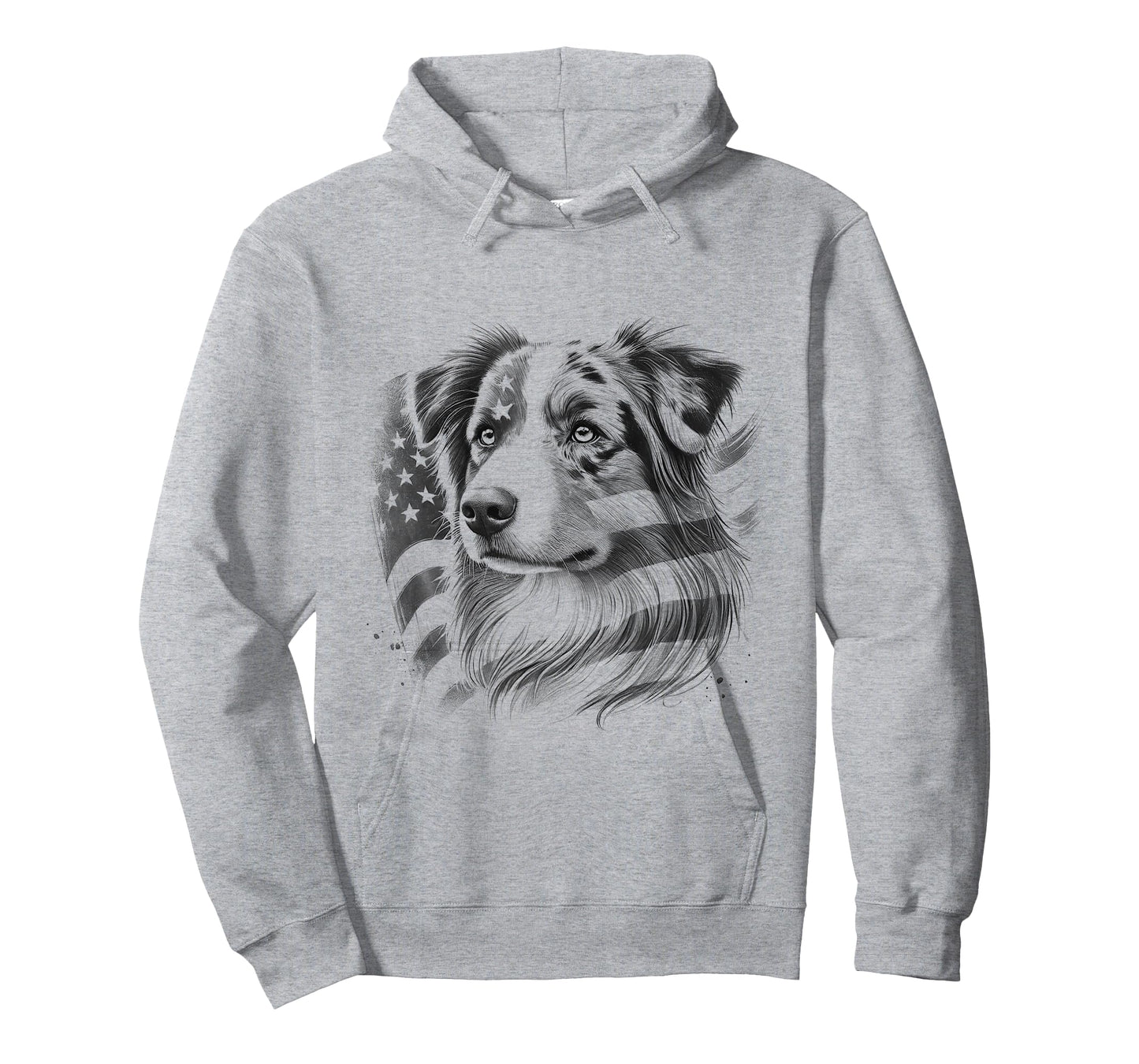 Australian Shepherd Dog American Flag Aussie Design T-Shirt