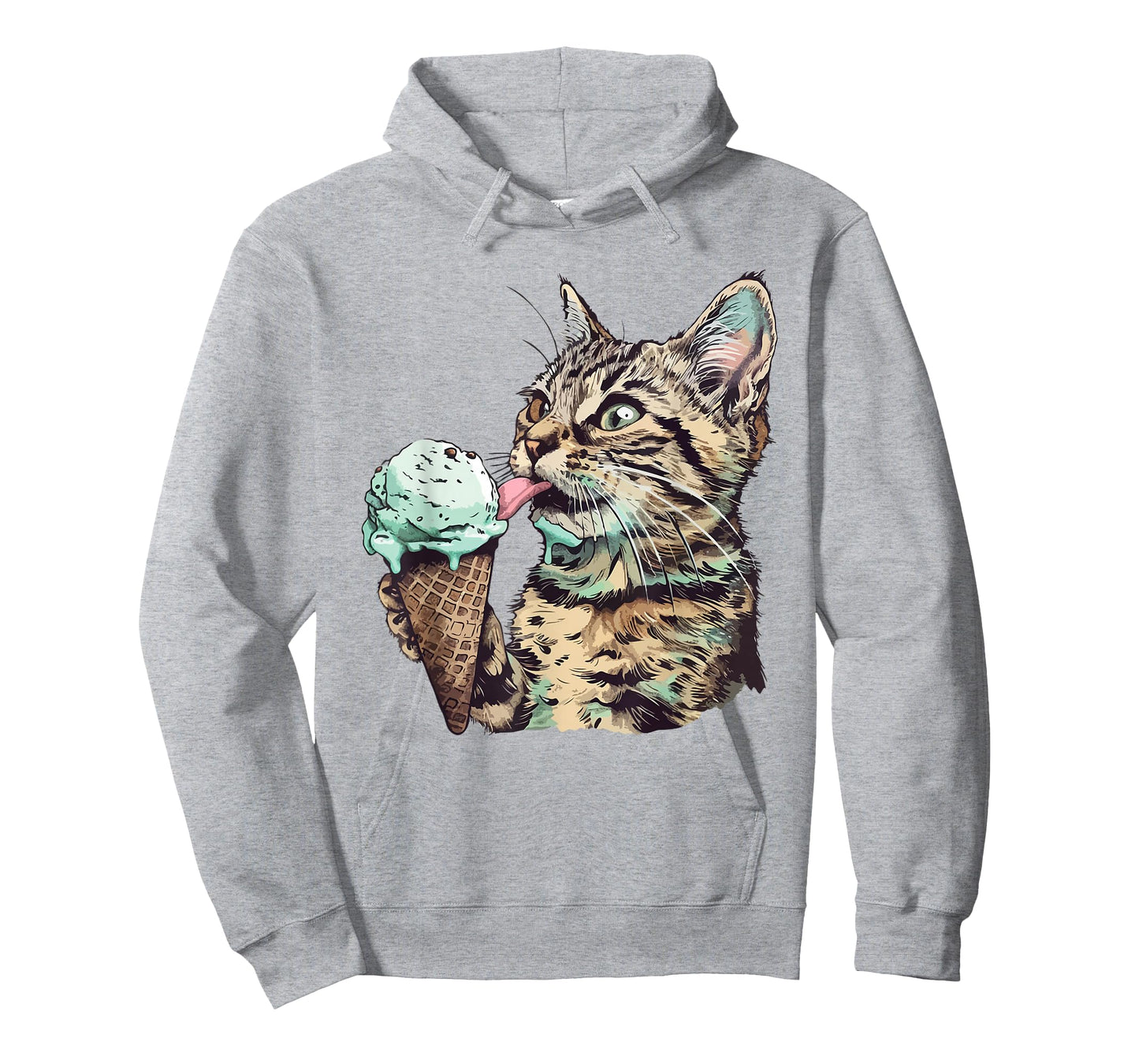 Funny Cat Eating Mint chocolate chip ice cream Cat Ice Cream T-Shirt