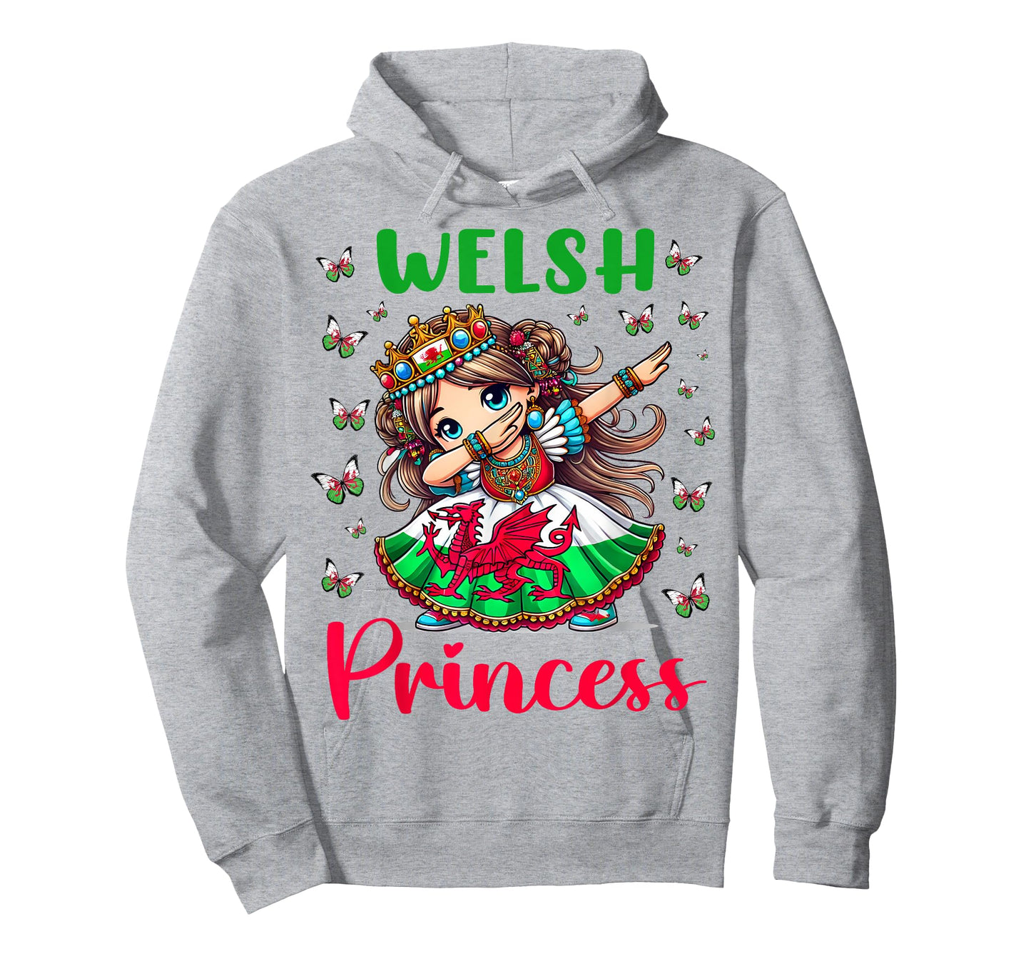 Welsh Princess Dab Girl Dragon Flag Pride for Kids T-Shirt